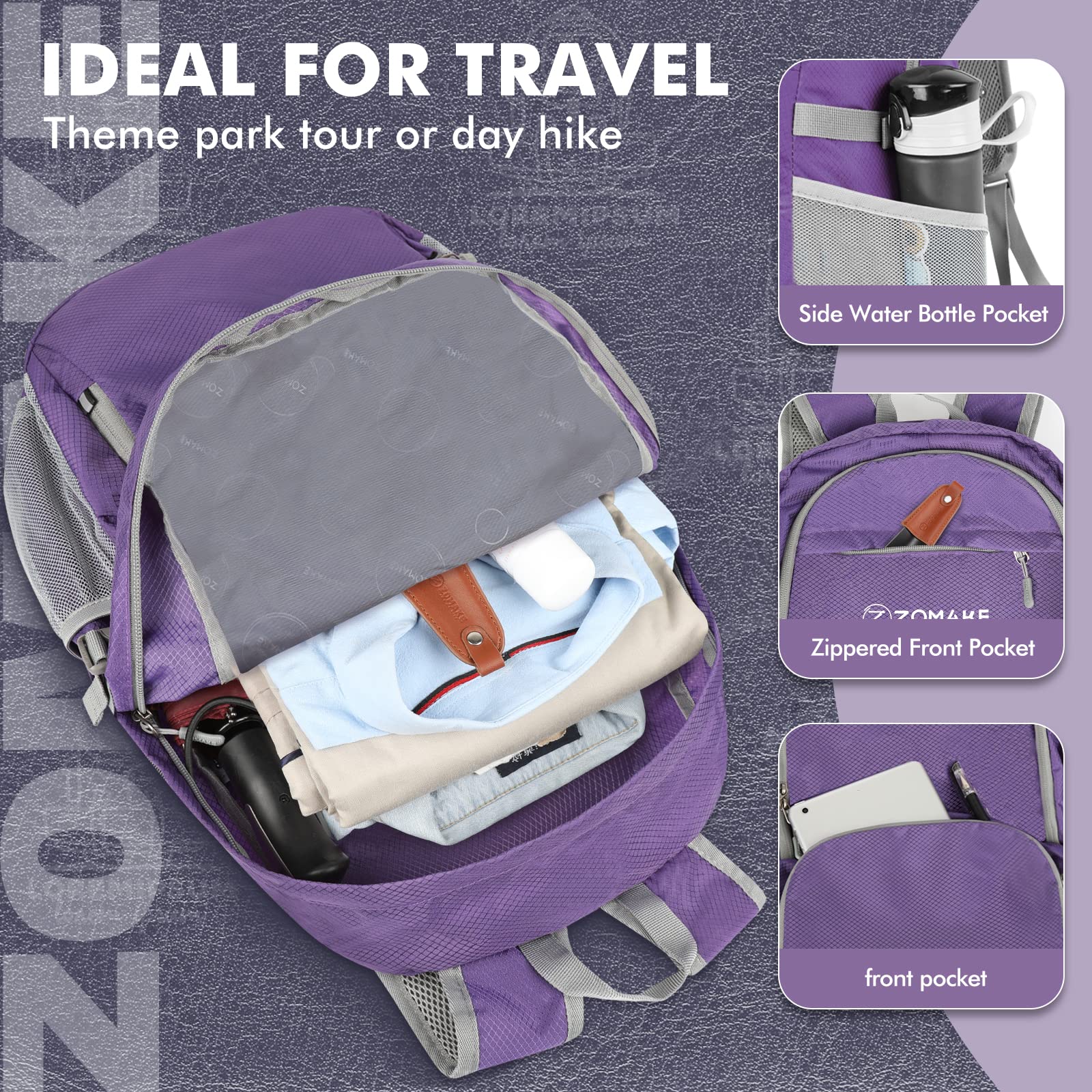 Foto 5 pulgar | Mochila Zomake Ligera Y Plegable De 30 Litros Para Viajes De Senderismo - Venta Internacional.