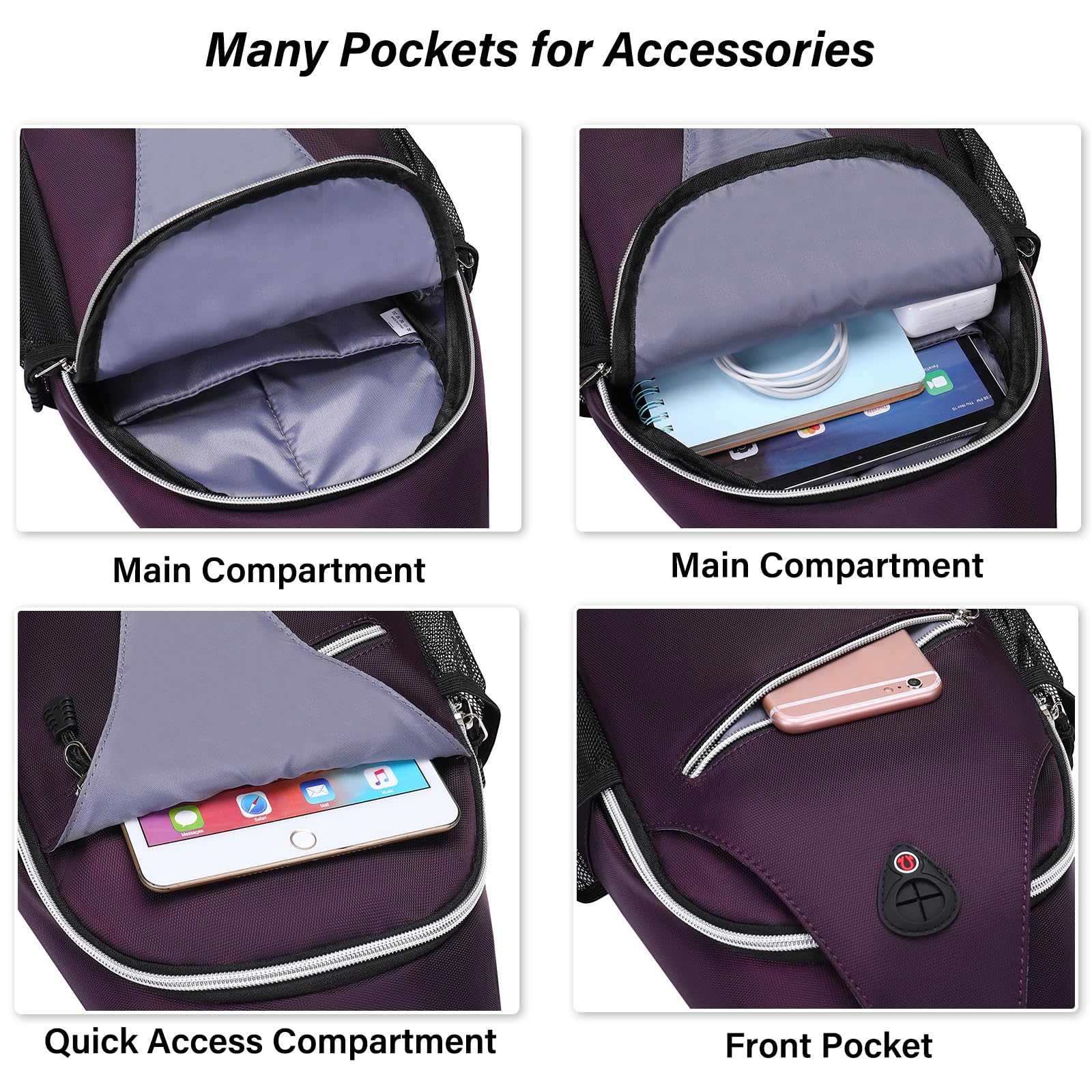 Foto 3 pulgar | Mochila Tipo Bandolera Mosiso Morada Para Viajes Y Senderismo - Venta Internacional.