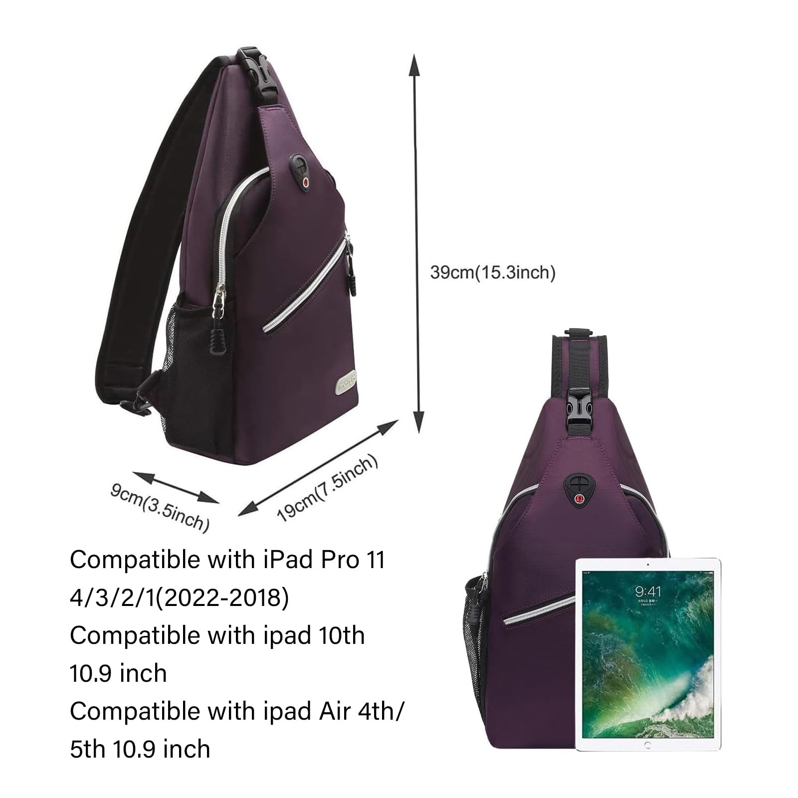 Foto 5 pulgar | Mochila Tipo Bandolera Mosiso Morada Para Viajes Y Senderismo - Venta Internacional.