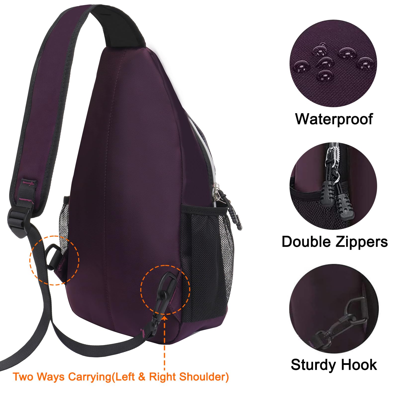 Foto 6 pulgar | Mochila Tipo Bandolera Mosiso Morada Para Viajes Y Senderismo - Venta Internacional.