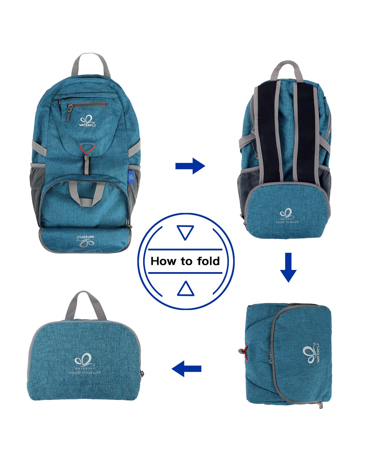Foto 7 pulgar | Mochila Waterfly Pequeña, Ligera Y Plegable De 20 Litros Para Viajes - Venta Internacional.