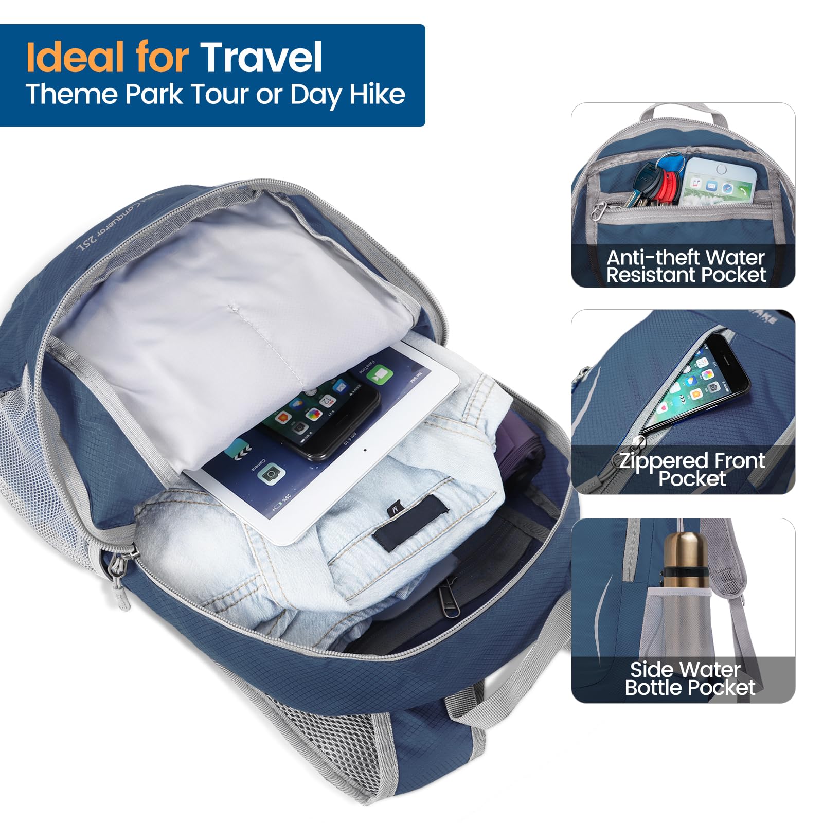 Foto 4 pulgar | Mochila Zomake Ultraligera, Plegable, 25 L, Resistente Al Agua - Venta Internacional.