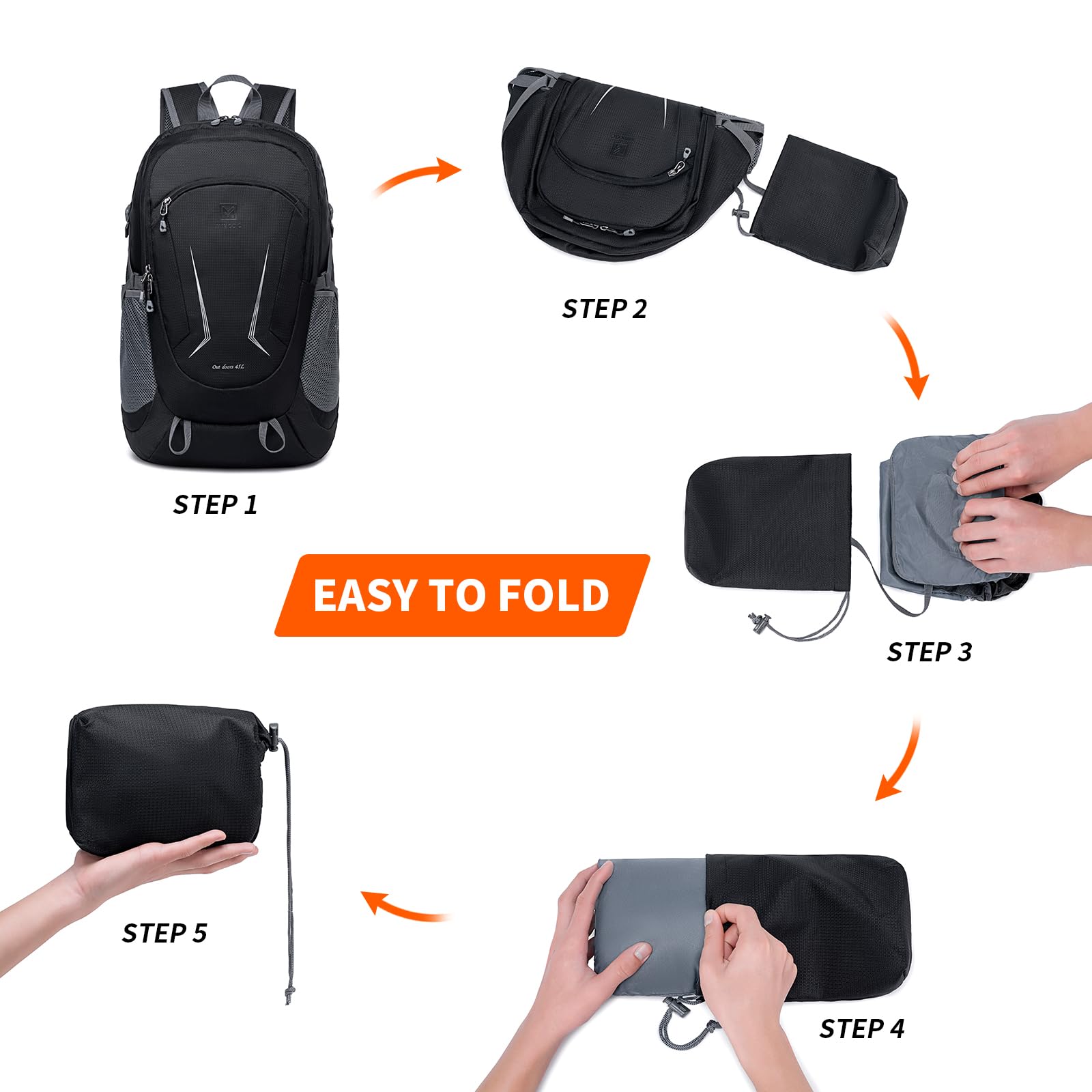 Foto 6 pulgar | Mochila Miycoo Ultraligera, Plegable, 45 L, Impermeable - Venta Internacional.