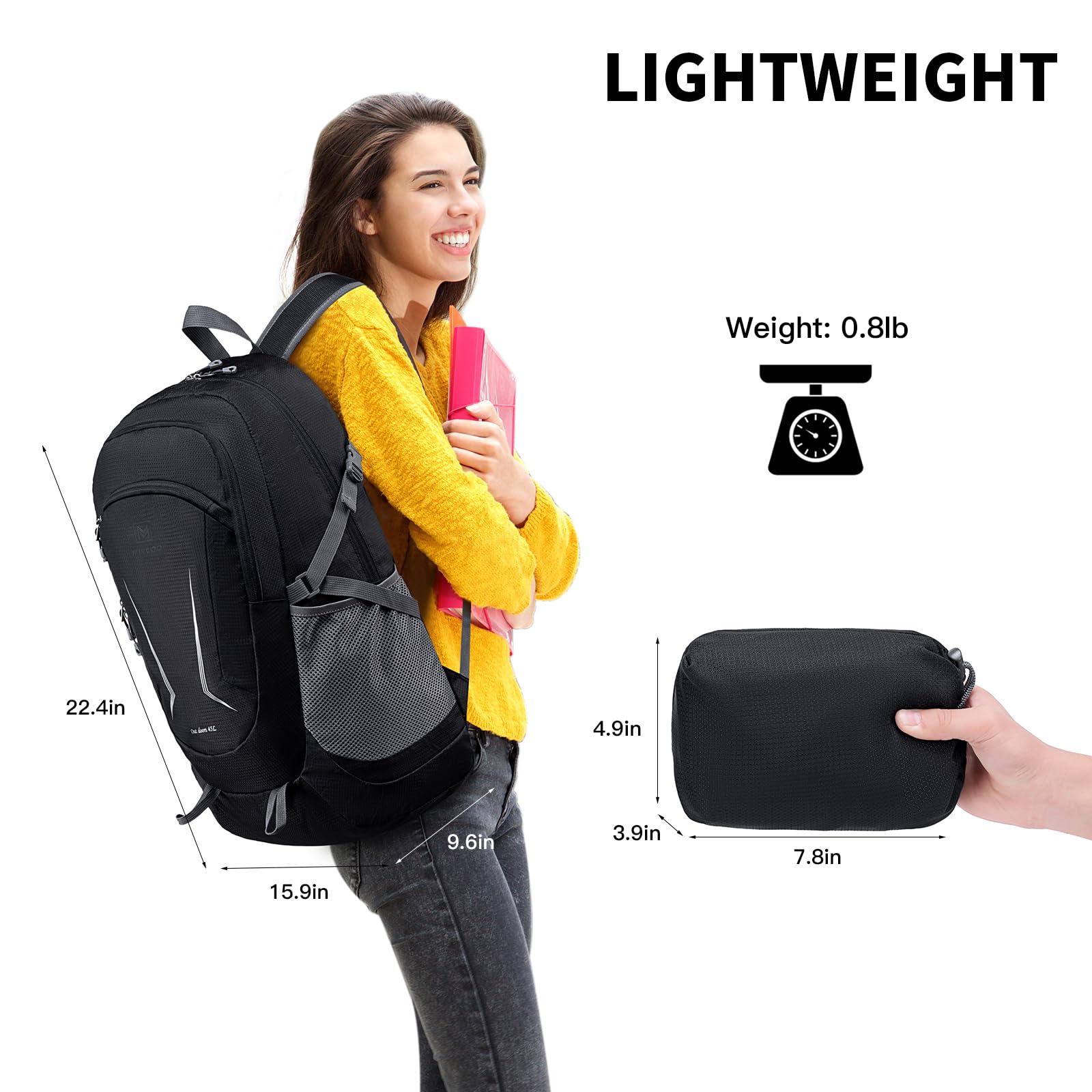 Foto 7 pulgar | Mochila Miycoo Ultraligera, Plegable, 45 L, Impermeable - Venta Internacional.