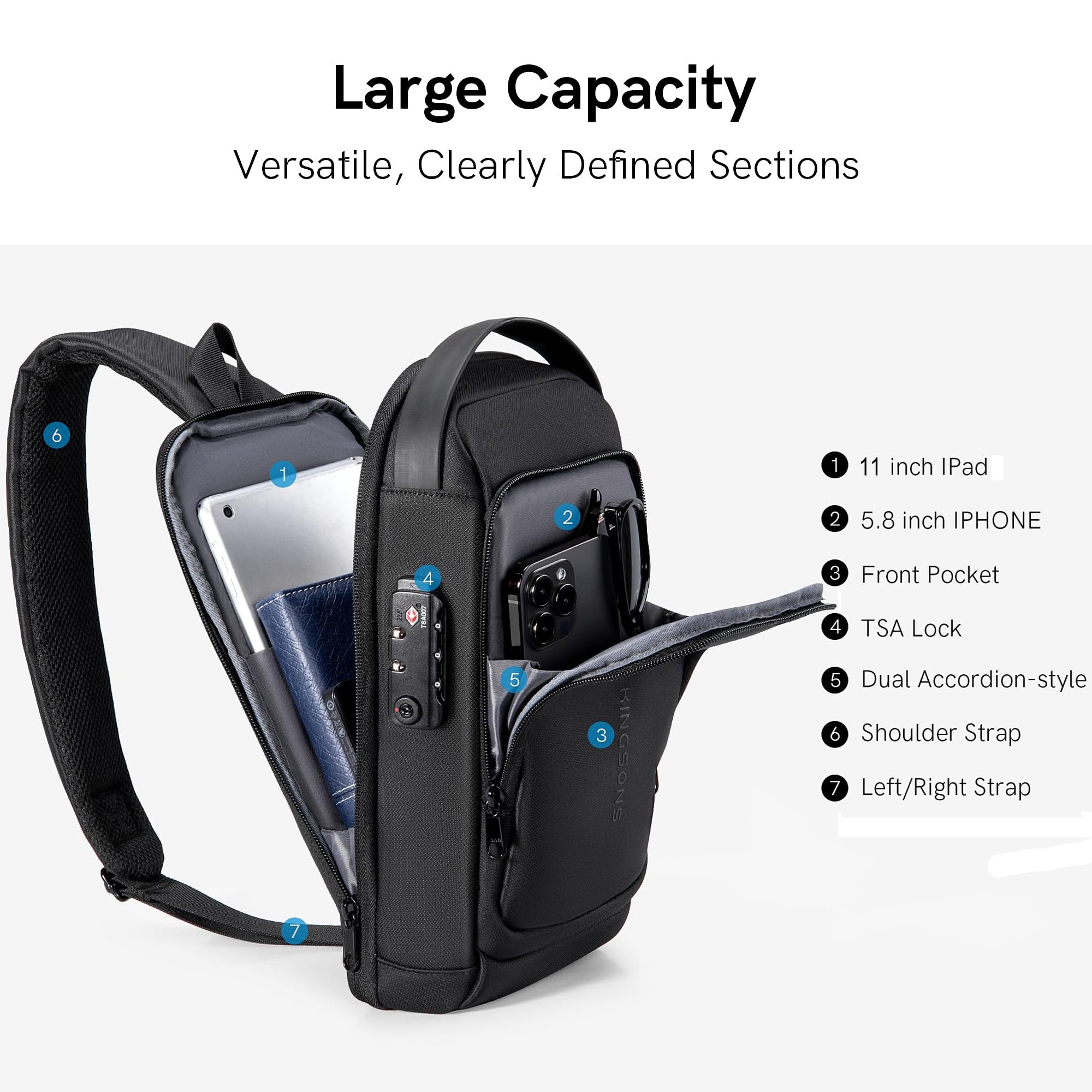 Foto 3 pulgar | Mochila Portabebés Kingsons Antirrobo Con Candado Y Cargador, Color Negro - Venta Internacional.