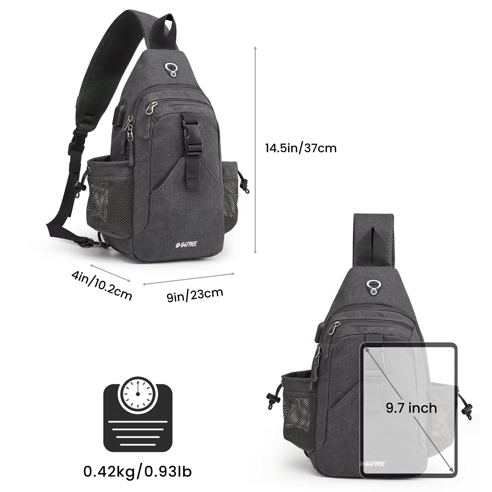 Foto 4 pulgar | Mochila Bandolera De Lona G4free Con Bloqueo Rfid - Venta Internacional.