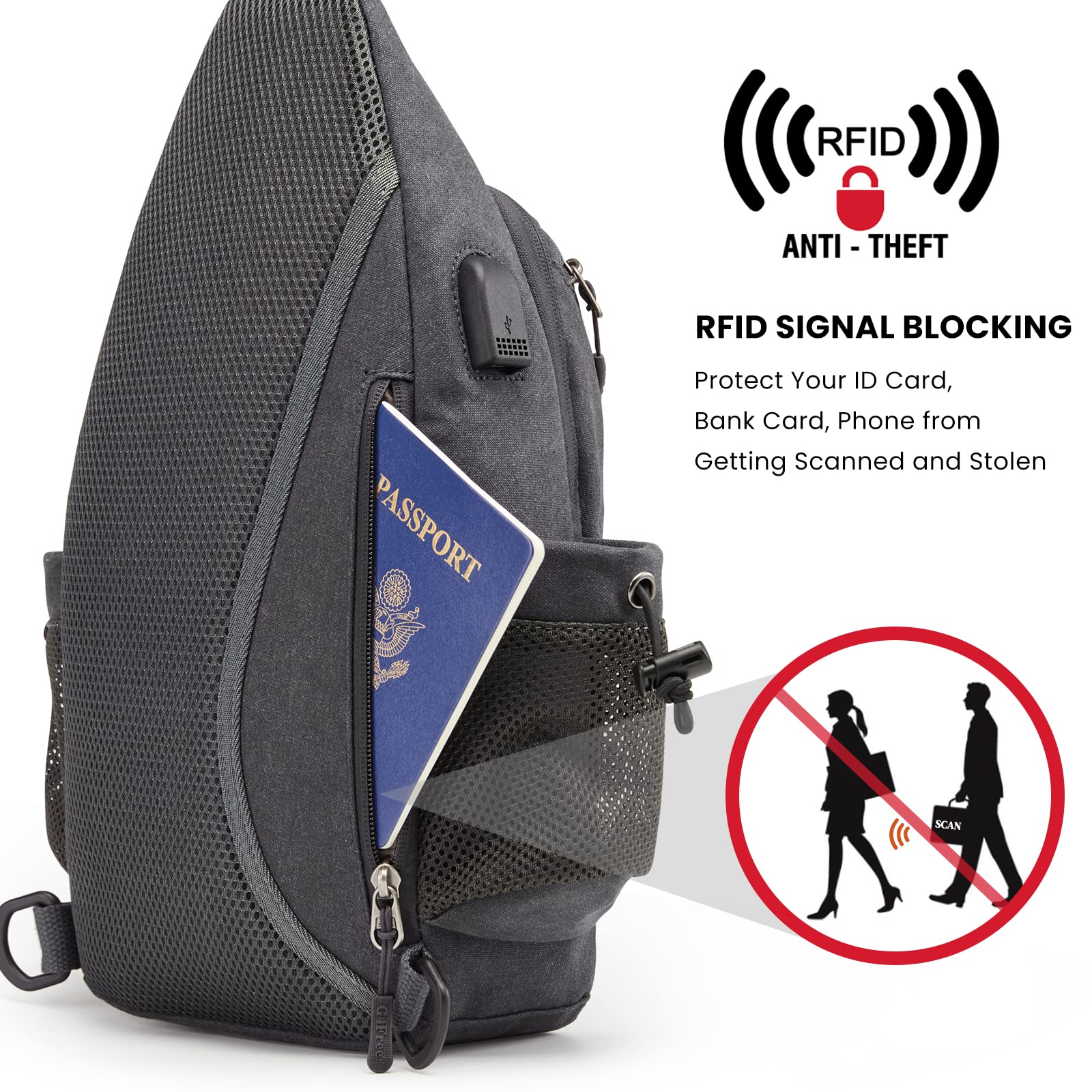 Foto 5 pulgar | Mochila Bandolera De Lona G4free Con Bloqueo Rfid - Venta Internacional.