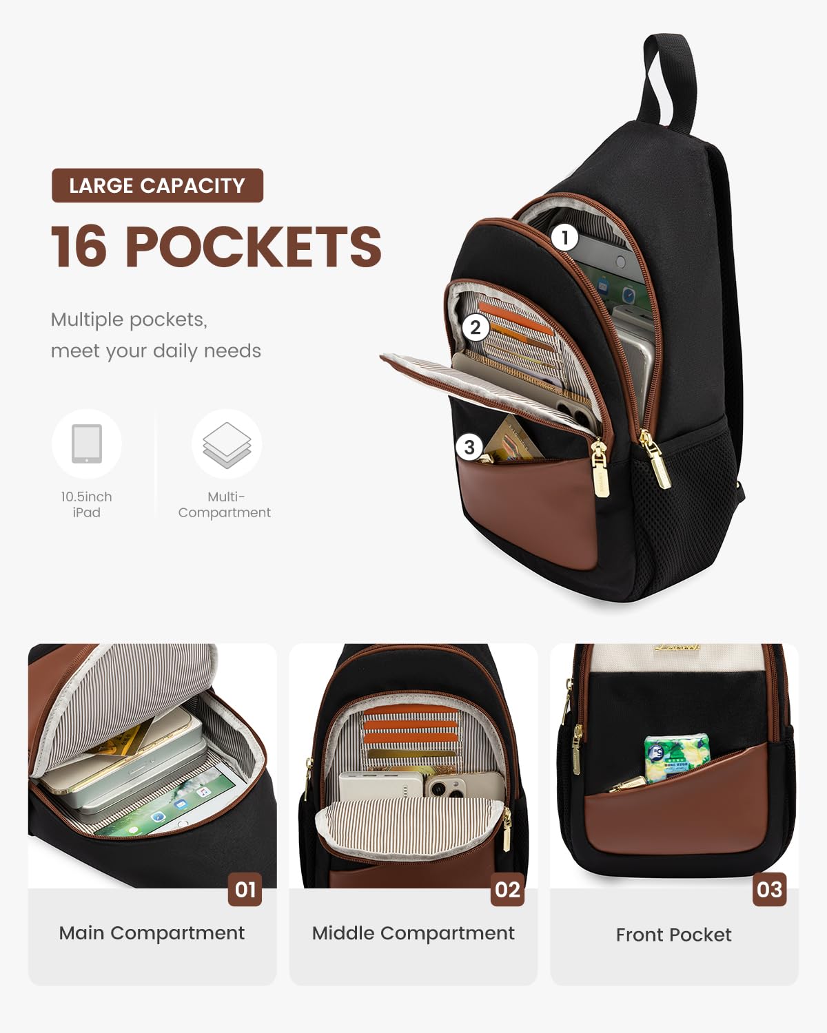 Foto 5 pulgar | Bandolera Lovevook Para Mujer, Mochila Convertible, Color Negro - Venta Internacional.