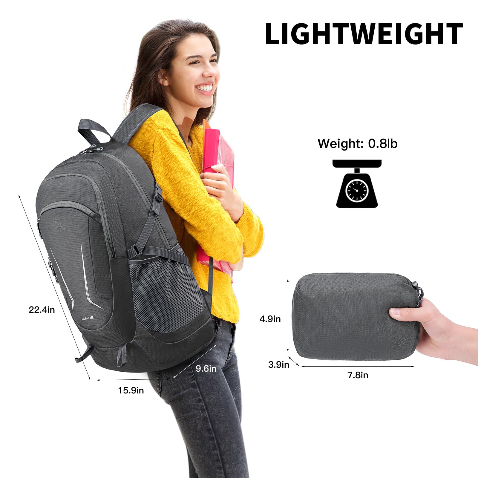 Foto 7 pulgar | Mochila Miycoo Ultraligera De 45 Litros Impermeable Para Viajes - Venta Internacional.