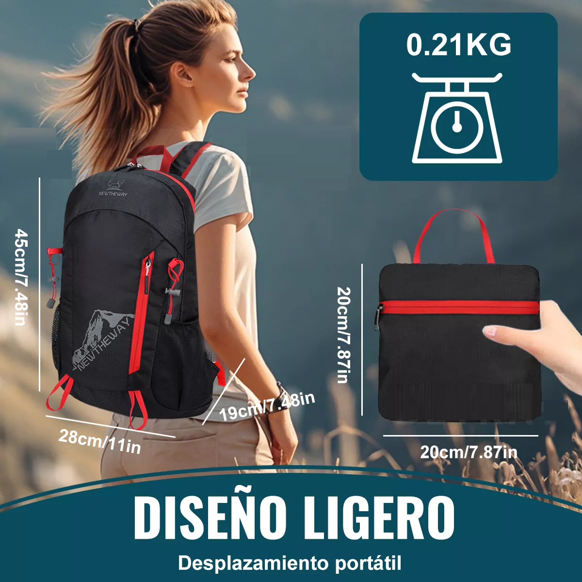 Foto 3 pulgar | Mochila Senderismo Portátil Bolsa Hombro Plegable Impermeable Eo Safe Imports Esi-18220 Negro