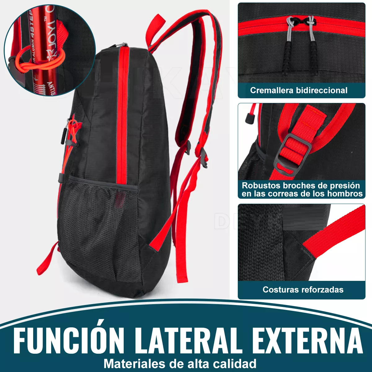 Foto 4 pulgar | Mochila Senderismo Portátil Bolsa Hombro Plegable Impermeable Eo Safe Imports Esi-18220 Negro