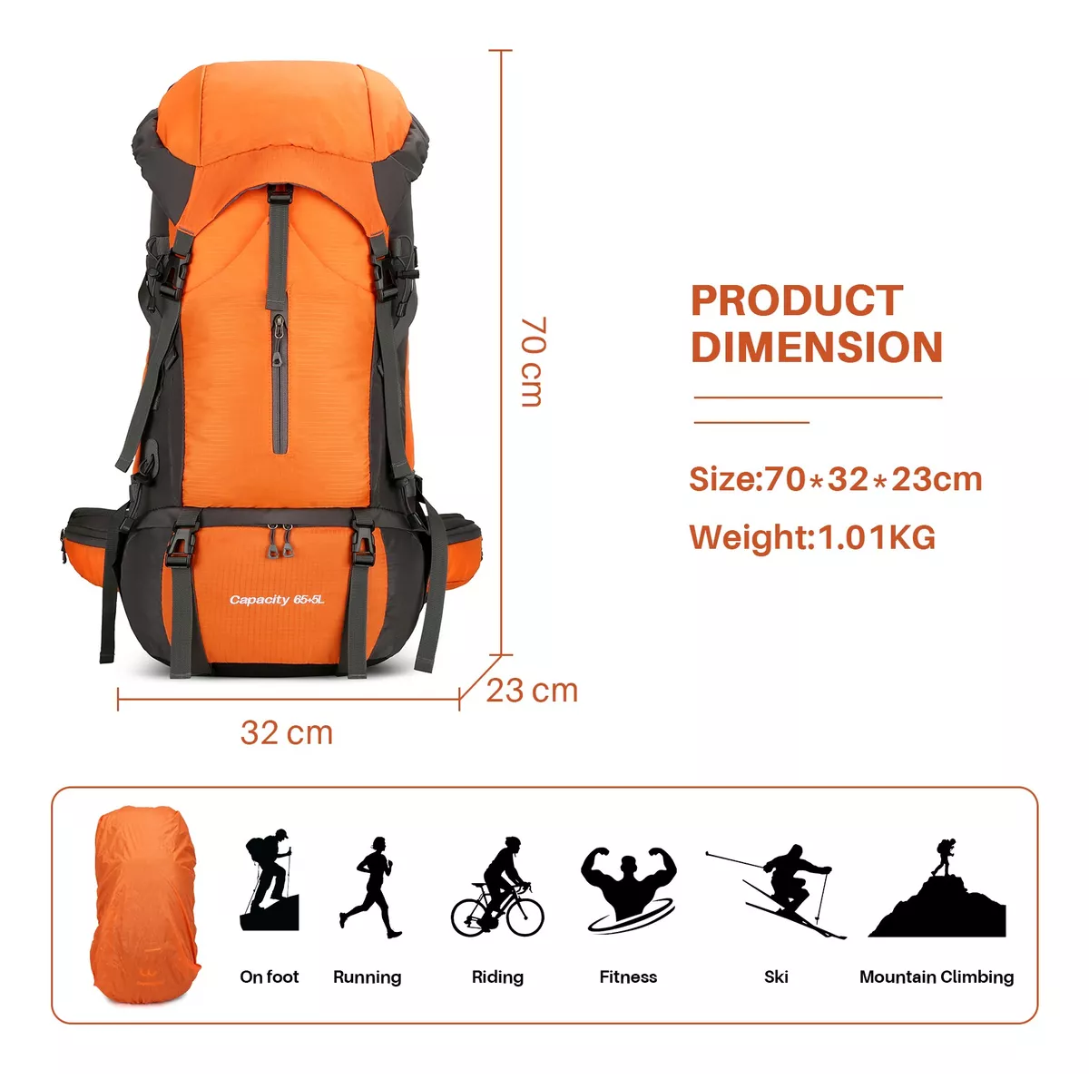 Foto 3 pulgar | Mochila Táctica Impermeable Alta Capacidad Eo Safe Imports  Esi-18223 Naranja
