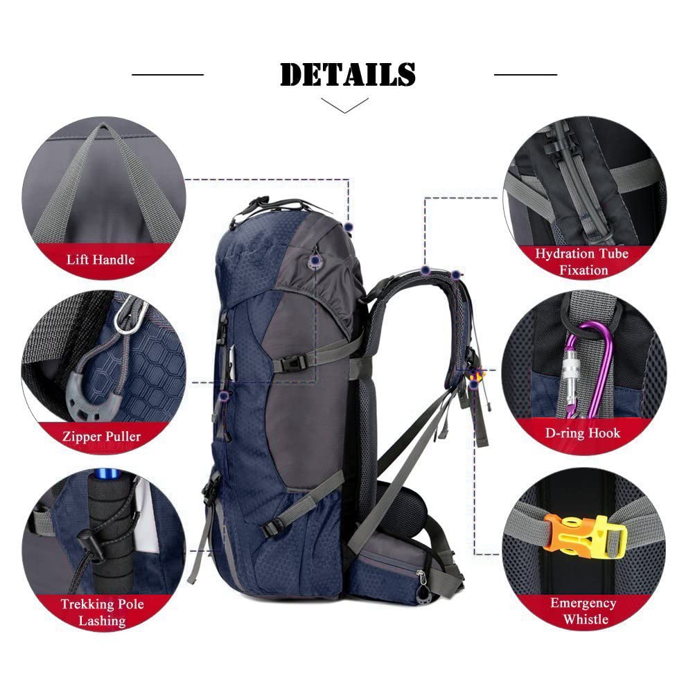 Foto 5 pulgar | Mochila Bseash Impermeable De 60 Litros Para Senderismo Y Acampada Con Funda Para Lluvia - Venta Internacional.