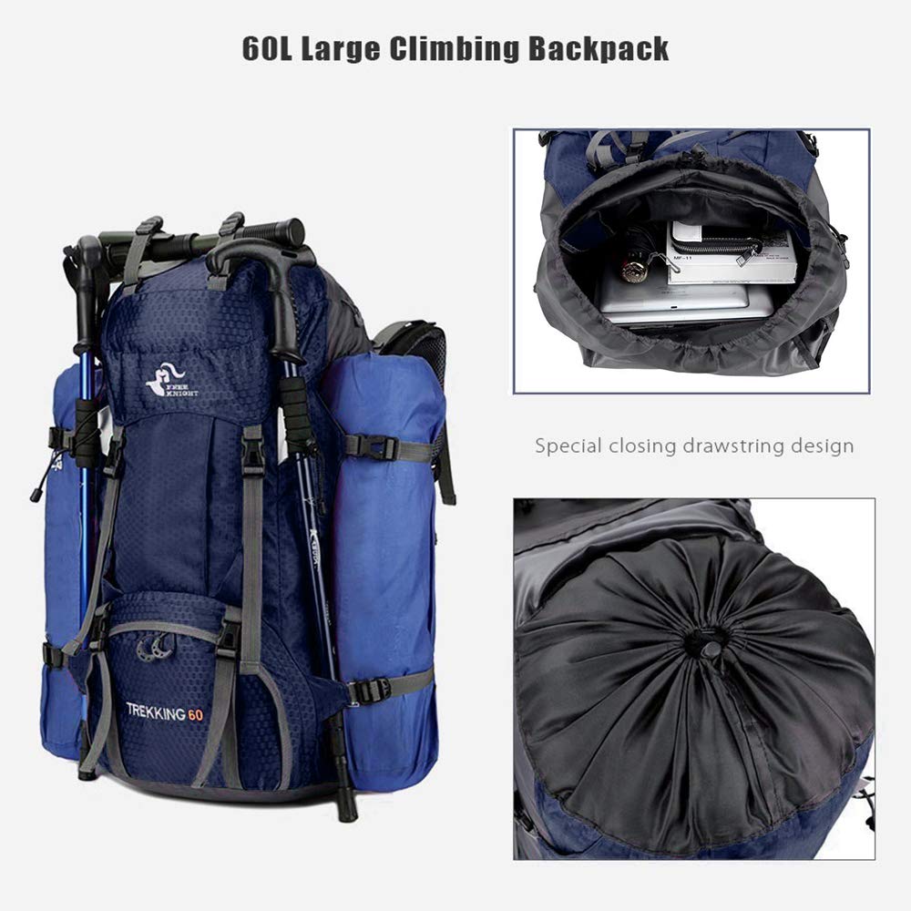 Foto 5 | Mochila Bseash Impermeable De 60 Litros Para Senderismo Y Acampada Con Funda Para Lluvia - Venta Internacional.