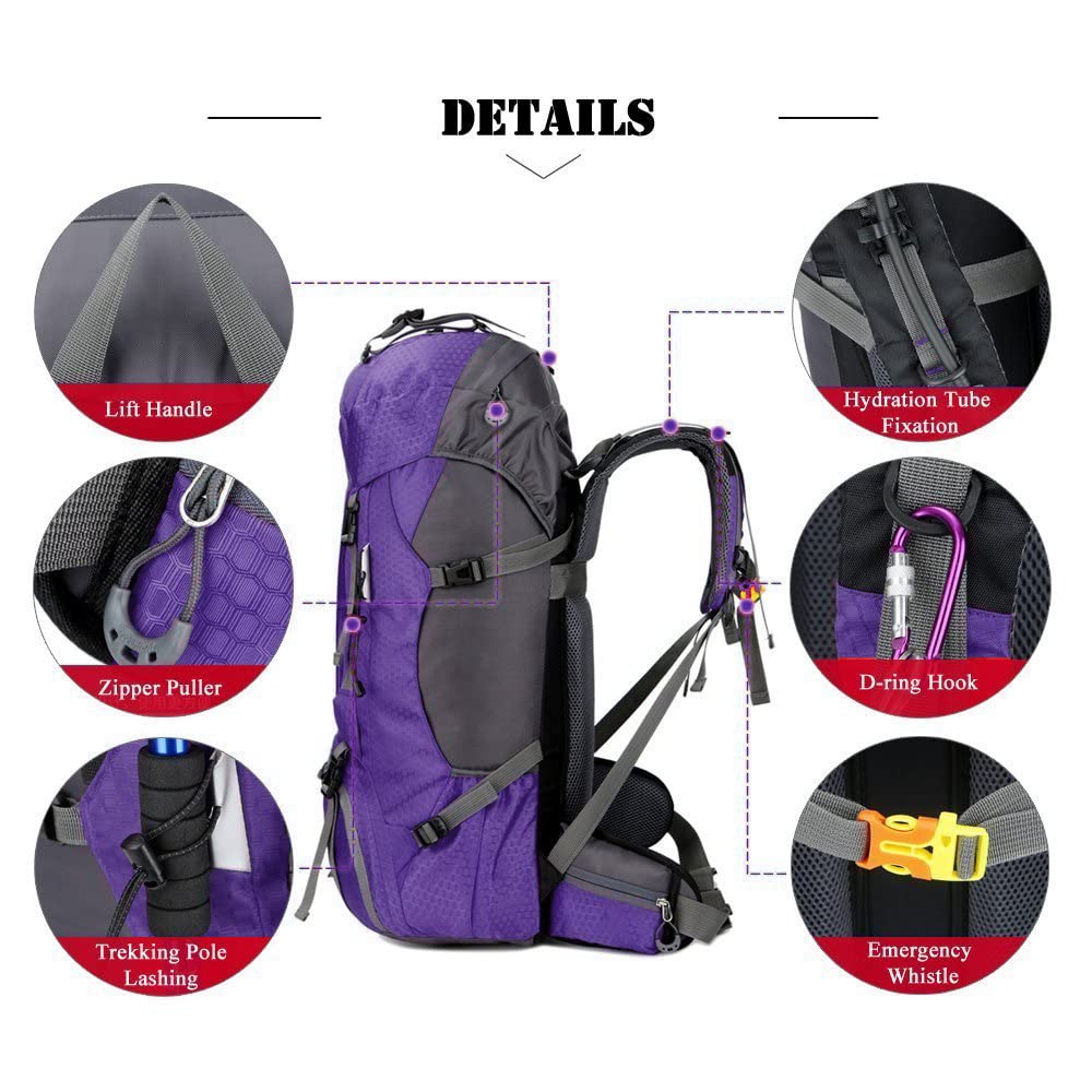 Foto 5 pulgar | Mochila Bseash Impermeable De 60 Litros Para Senderismo Y Acampada Con Funda Para Lluvia - Venta Internacional.