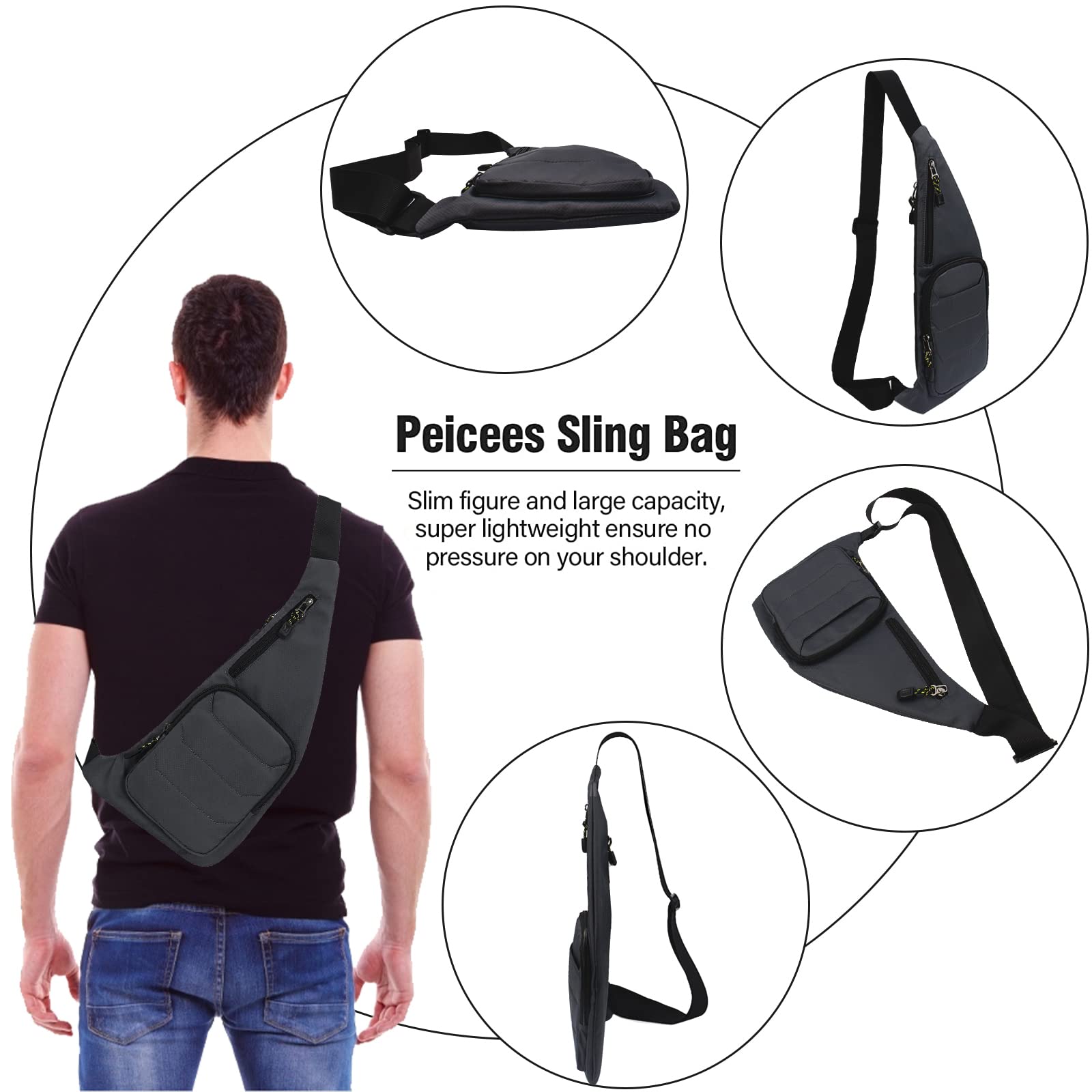 Foto 3 pulgar | Bolso Bandolera Pequeño Para Hombre Y Mujer, Bandolera, Gris - Venta Internacional.