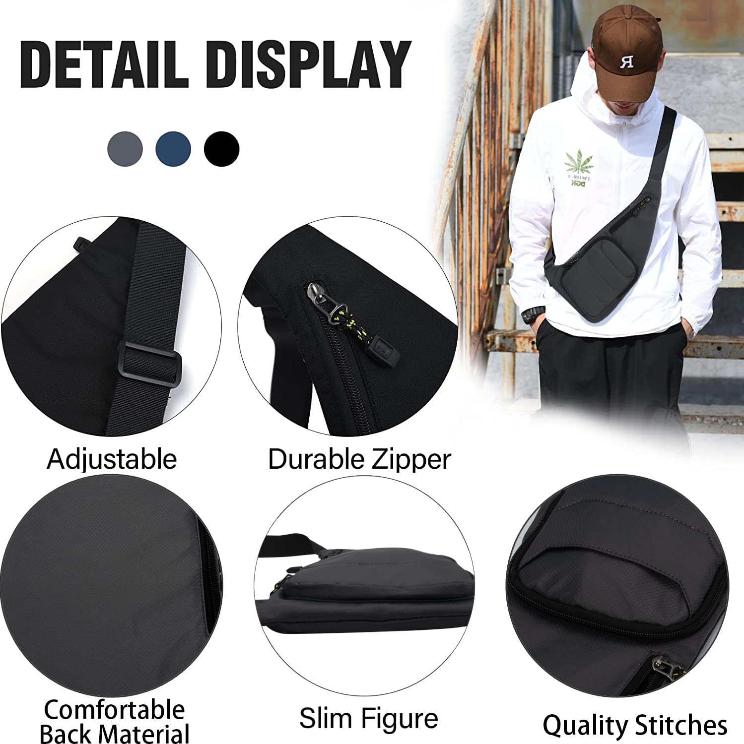 Foto 4 pulgar | Bolso Bandolera Pequeño Para Hombre Y Mujer, Bandolera, Gris - Venta Internacional.