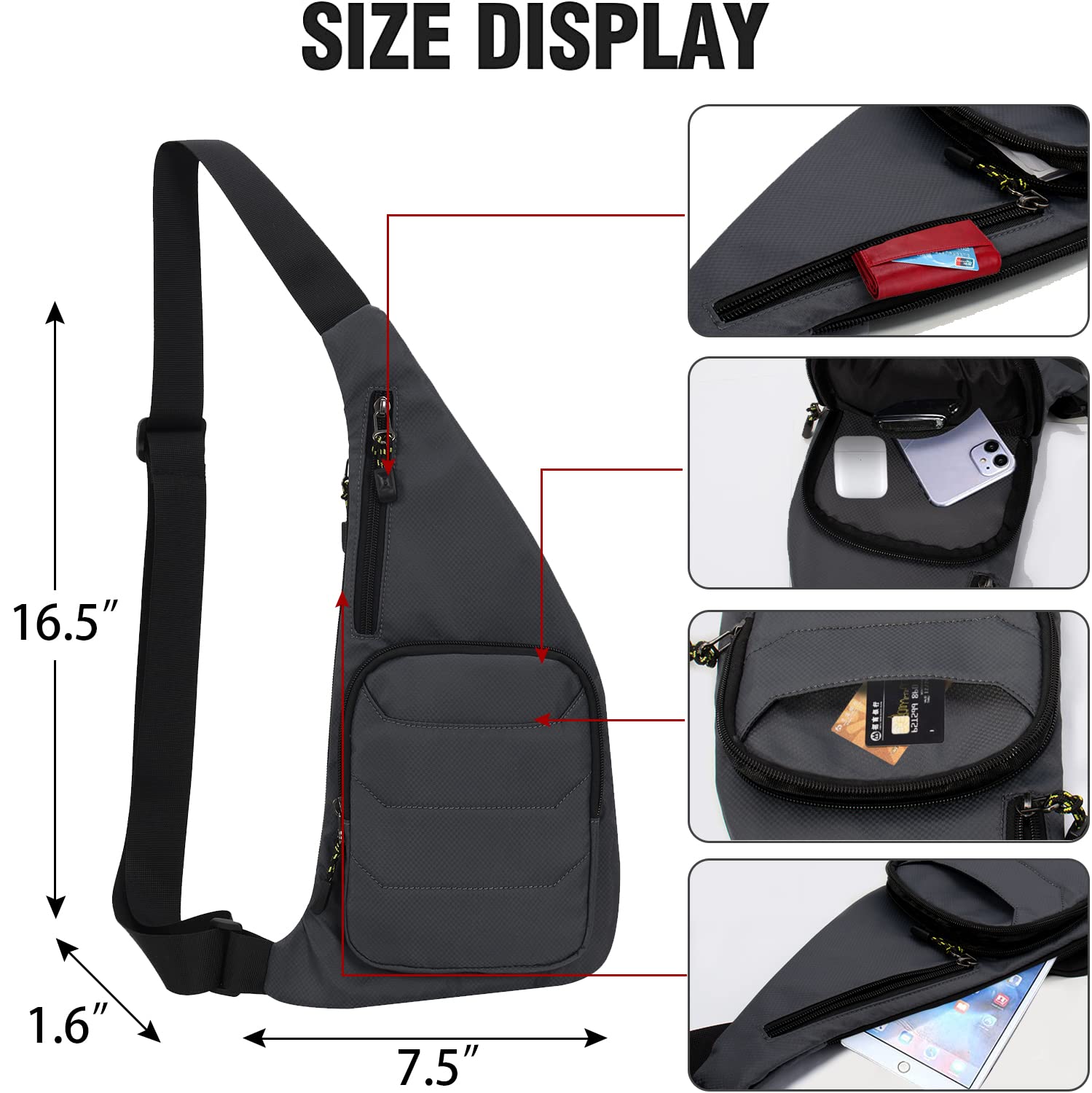 Foto 5 pulgar | Bolso Bandolera Pequeño Para Hombre Y Mujer, Bandolera, Gris - Venta Internacional.