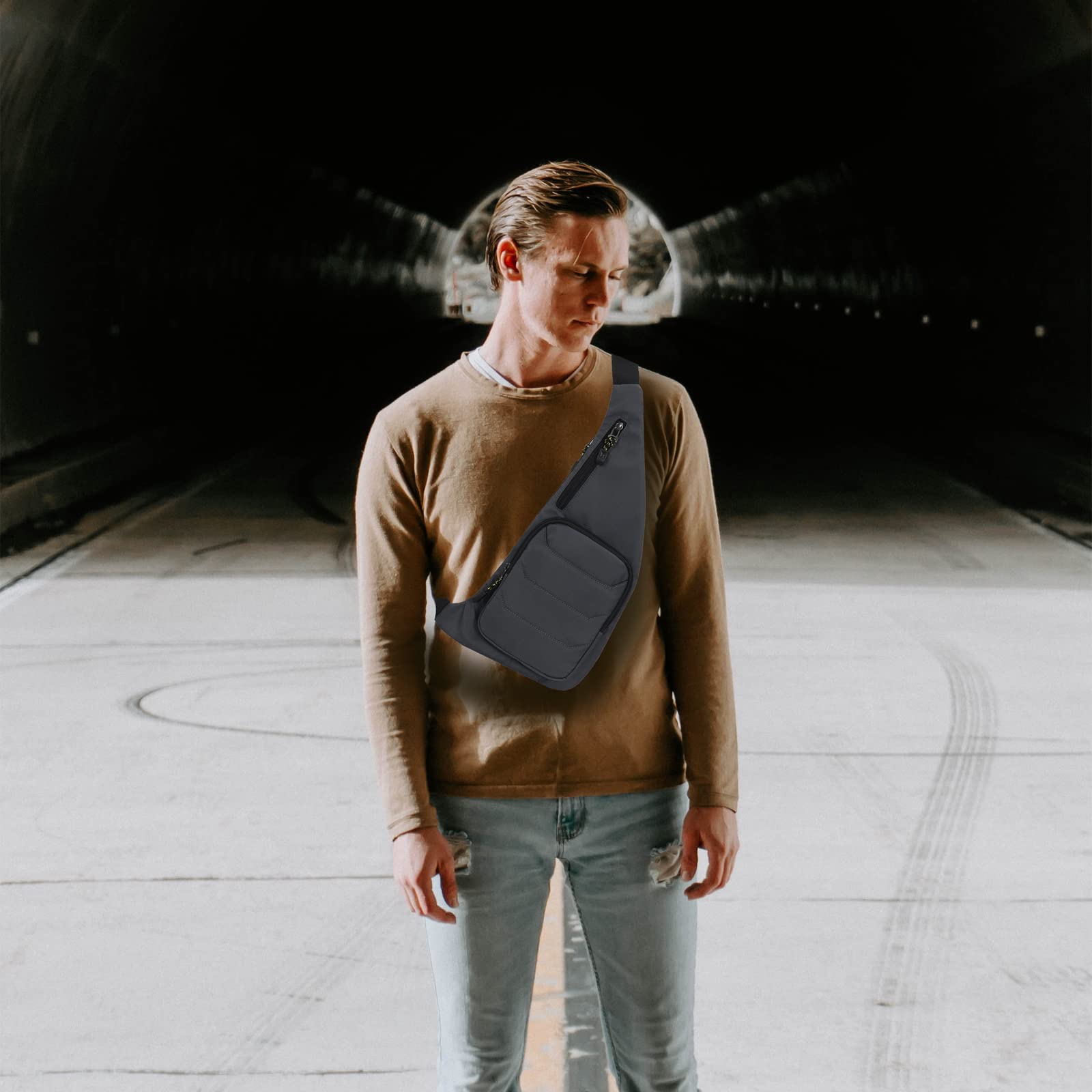 Foto 8 pulgar | Bolso Bandolera Pequeño Para Hombre Y Mujer, Bandolera, Gris - Venta Internacional.
