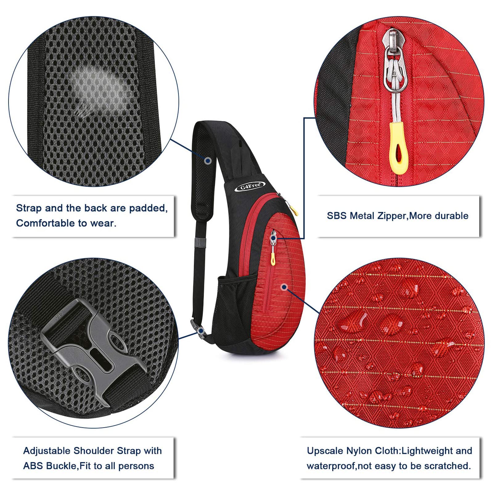 Foto 6 pulgar | Bandolera G4free, Bandolera, Pecho Cruzado, Negro-rojo - Venta Internacional.
