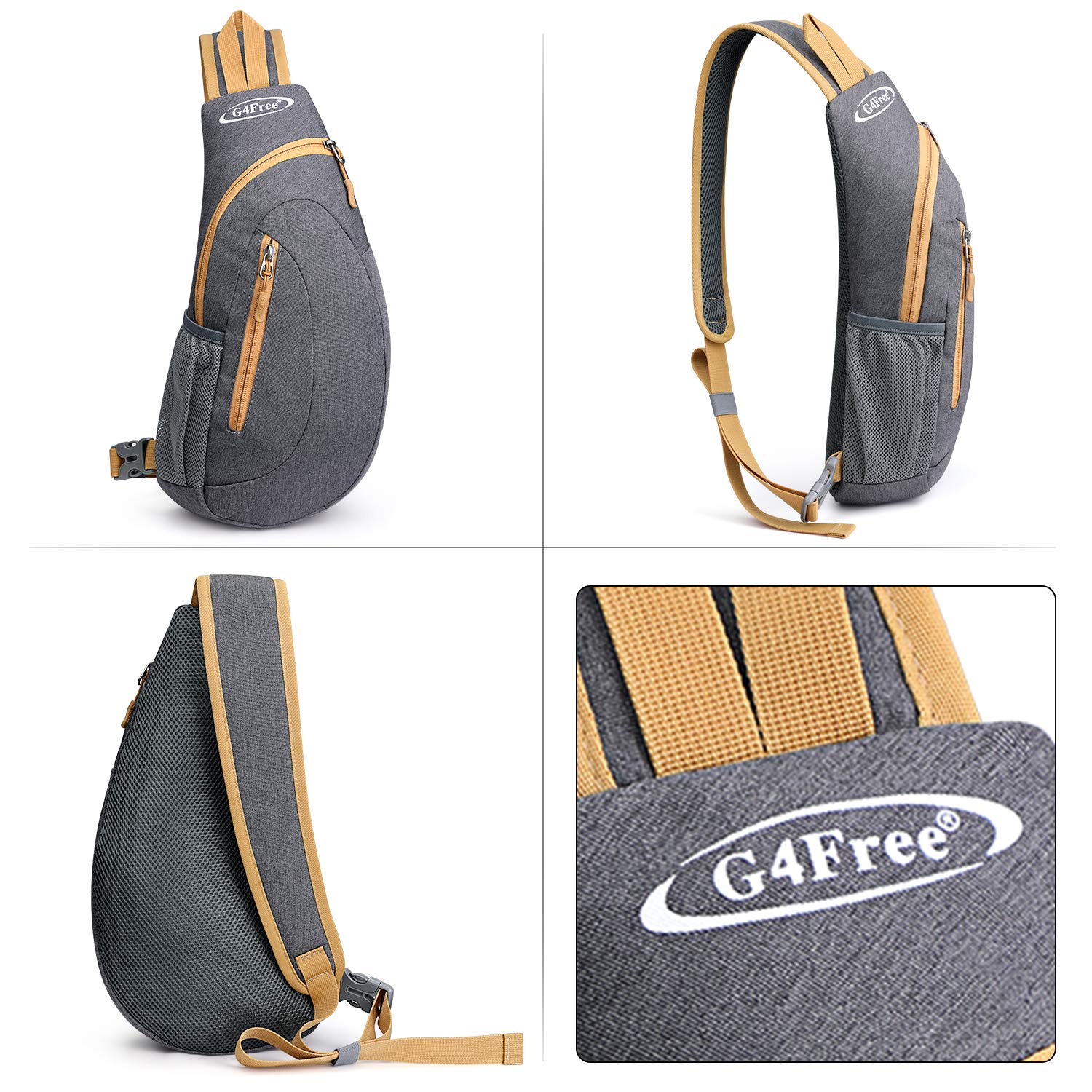 Foto 3 pulgar | Bandolera G4free, Bandolera, Bandolera, Pecho, Gris Y Amarillo - Venta Internacional.