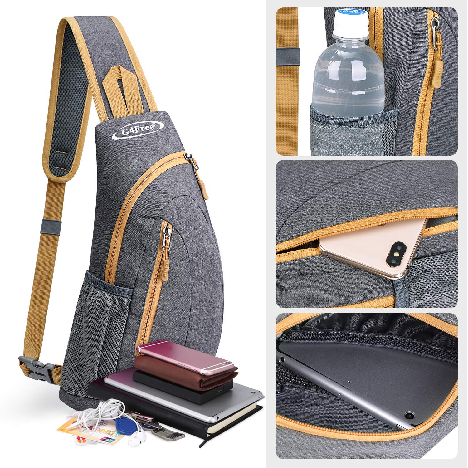 Foto 4 | Bandolera G4free, Bandolera, Bandolera, Pecho, Gris Y Amarillo - Venta Internacional.