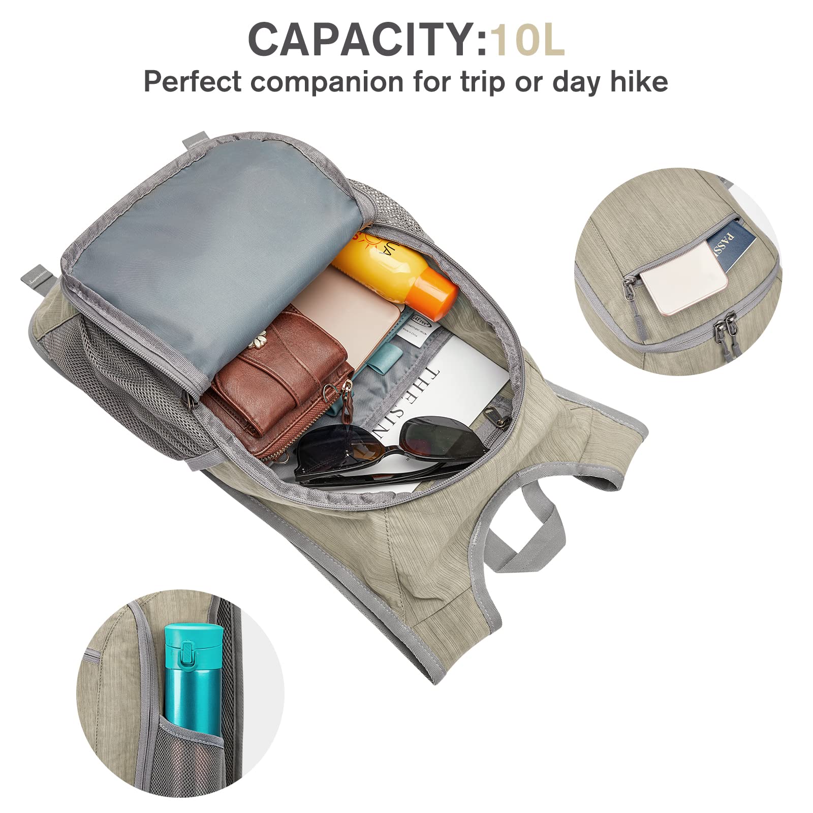 Foto 7 pulgar | Mochila De Senderismo G4free Ligera De 10 L/15 L, Plegable E Impermeable - Venta Internacional.