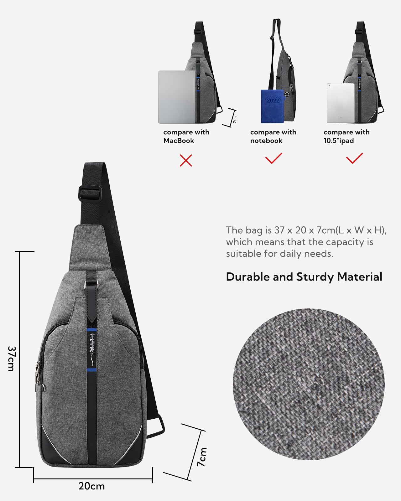 Foto 3 pulgar | Mochila Bandolera Waterfly Antirrobo Para Viajes - Venta Internacional.