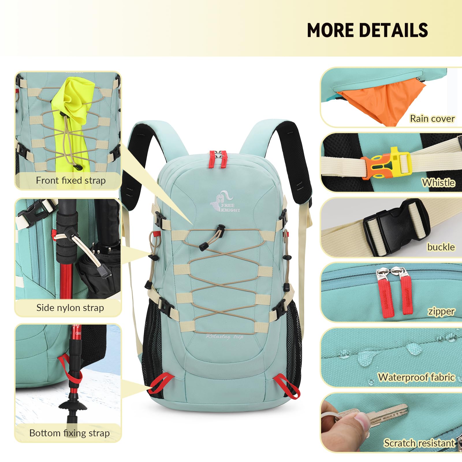 Foto 6 pulgar | Mochila De Senderismo Bseash, Impermeable, 40 L, Con Funda Para Lluvia, Color Negro - Venta Internacional.