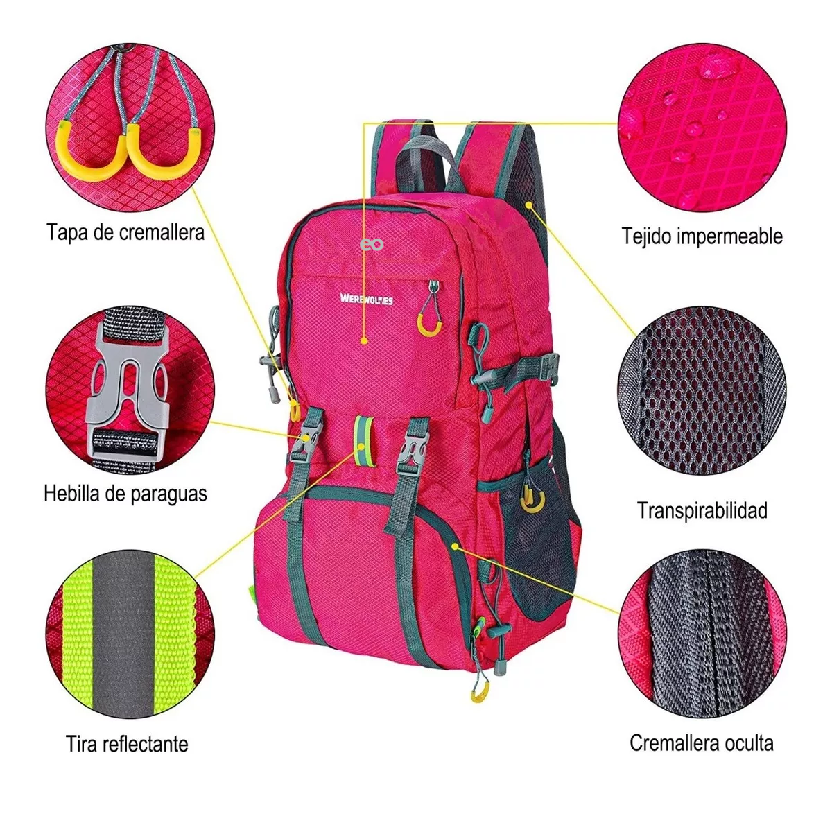 Foto 3 pulgar | Mochila De Senderismo Para Acampar Impermeable Plegable Eo Safe Imports Esi-12481-1 Purpura