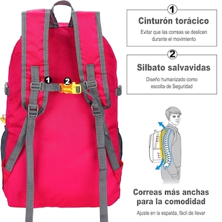 Foto 3 | Mochila De Senderismo Para Acampar Impermeable Plegable Eo Safe Imports Esi-12481-1 Purpura