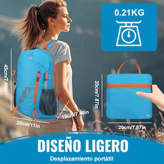 Foto 2 | Language Mochila Senderismo Portátil Bolsa Hombro Plegable Impermeable Eo Safe Imports Esi-18219-1 Azul