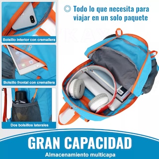 Foto 3 | Language Mochila Senderismo Portátil Bolsa Hombro Plegable Impermeable Eo Safe Imports Esi-18219-1 Azul