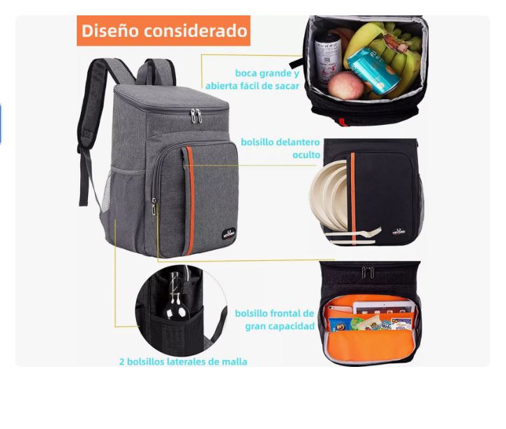 Foto 4 pulgar | Mochila Térmica Hielera Impermeable Picnic Alimento Almuerzo Azul Oscuro Xtellar