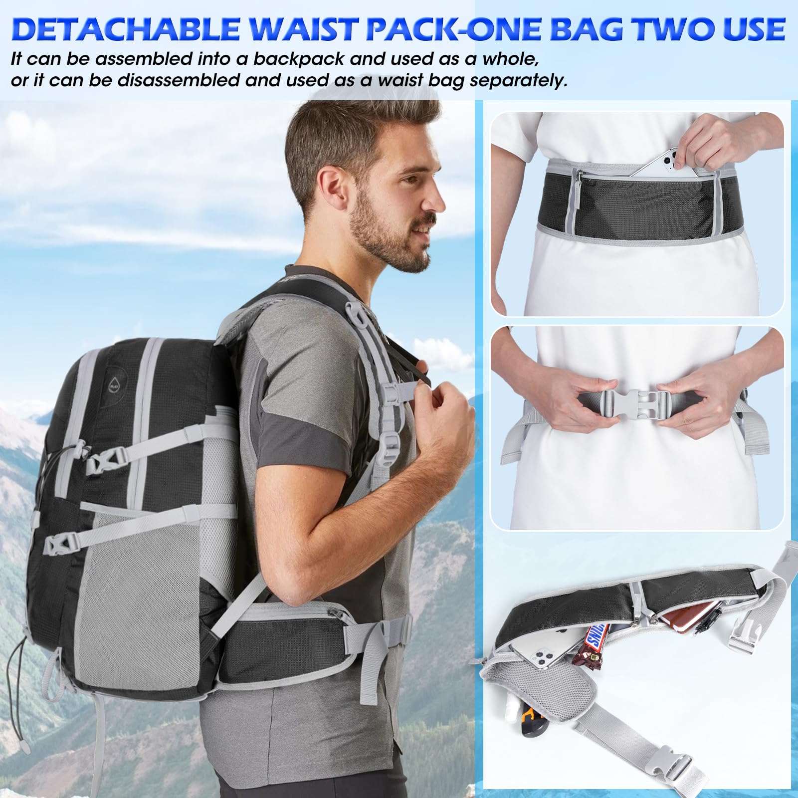 Foto 4 pulgar | Mochila De Senderismo Igolumon 40l Impermeable Ligera Negra - Venta Internacional.