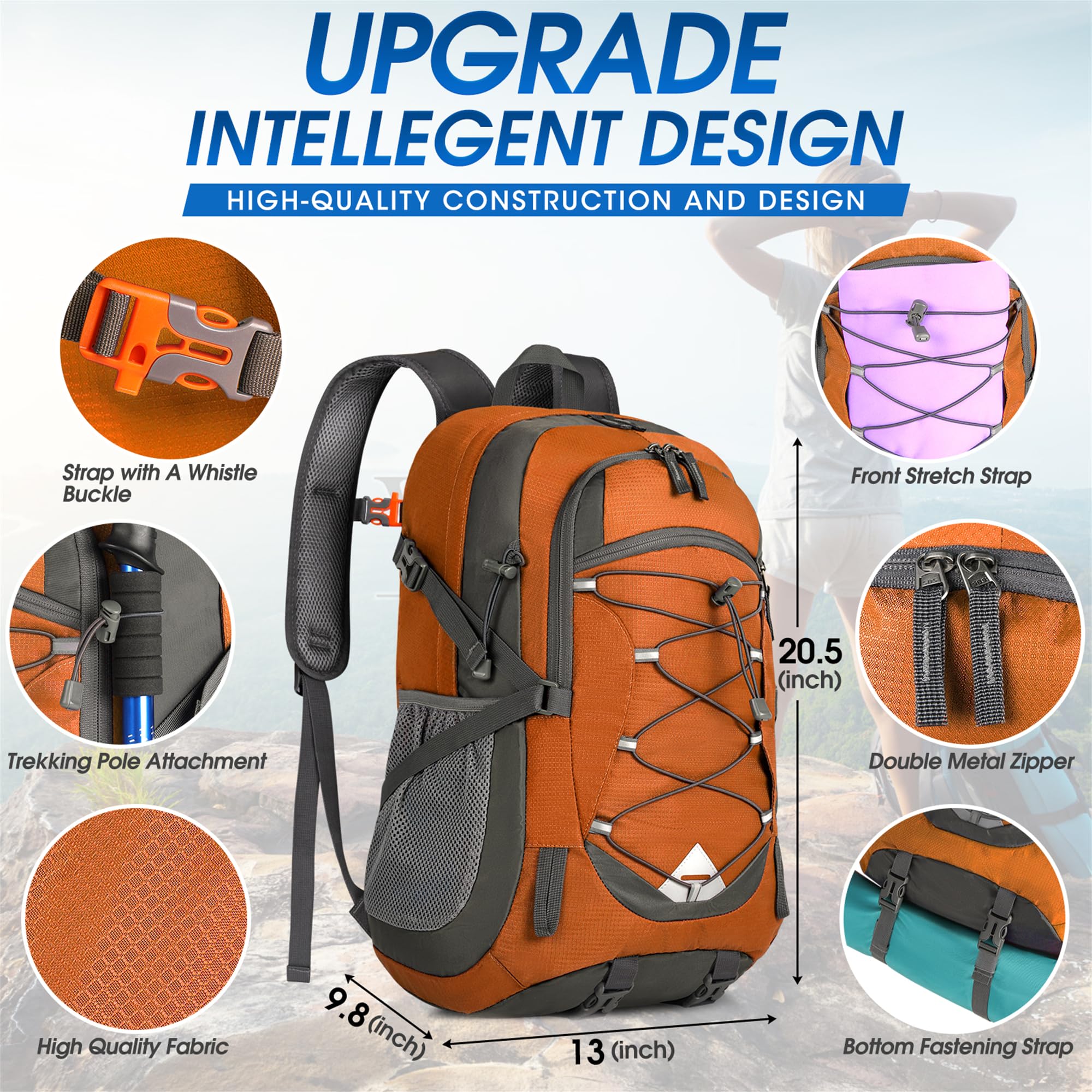 Foto 3 pulgar | Mochila De Senderismo Igolumon Ligera 40 L Impermeable Naranja - Venta Internacional.