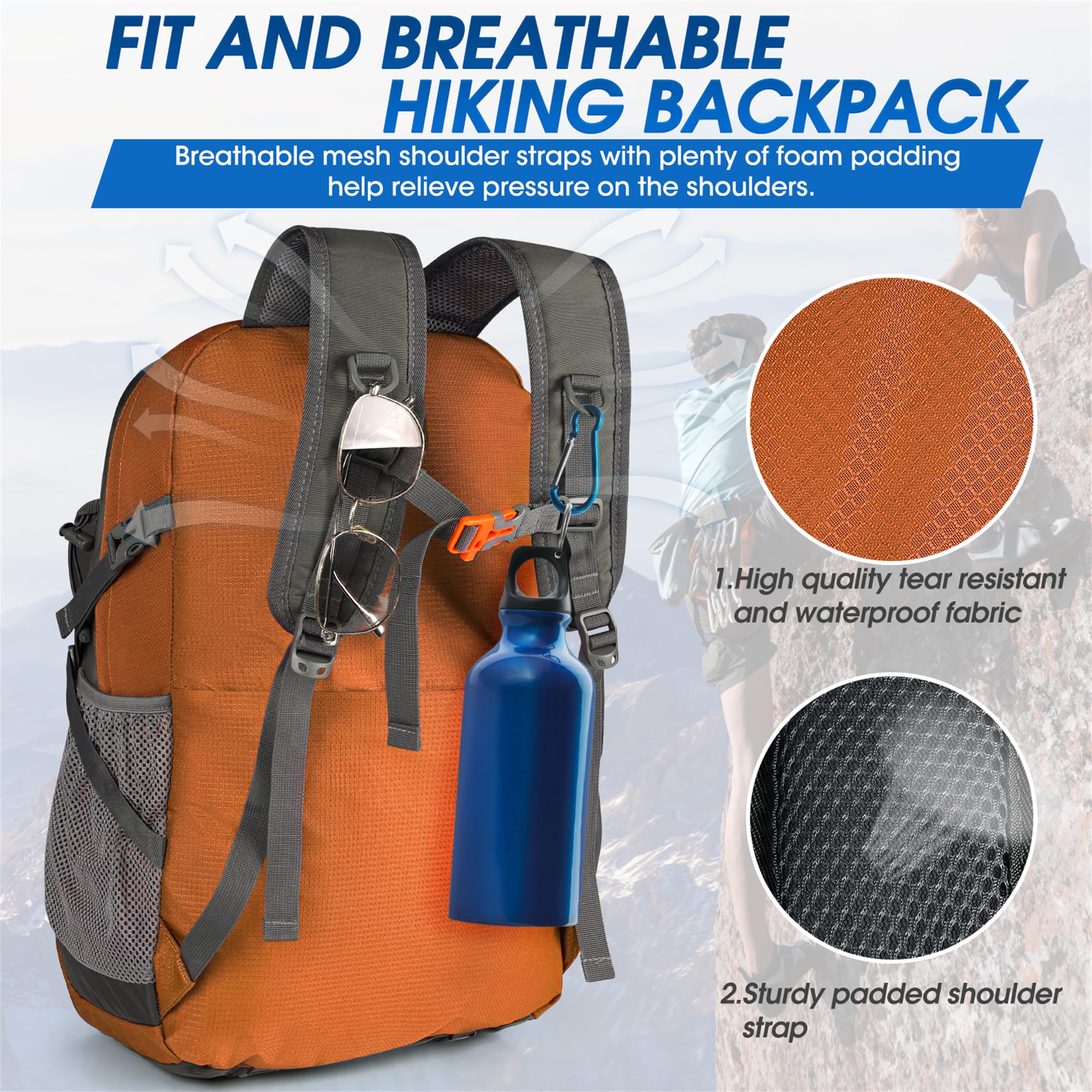 Foto 4 pulgar | Mochila De Senderismo Igolumon Ligera 40 L Impermeable Naranja - Venta Internacional.