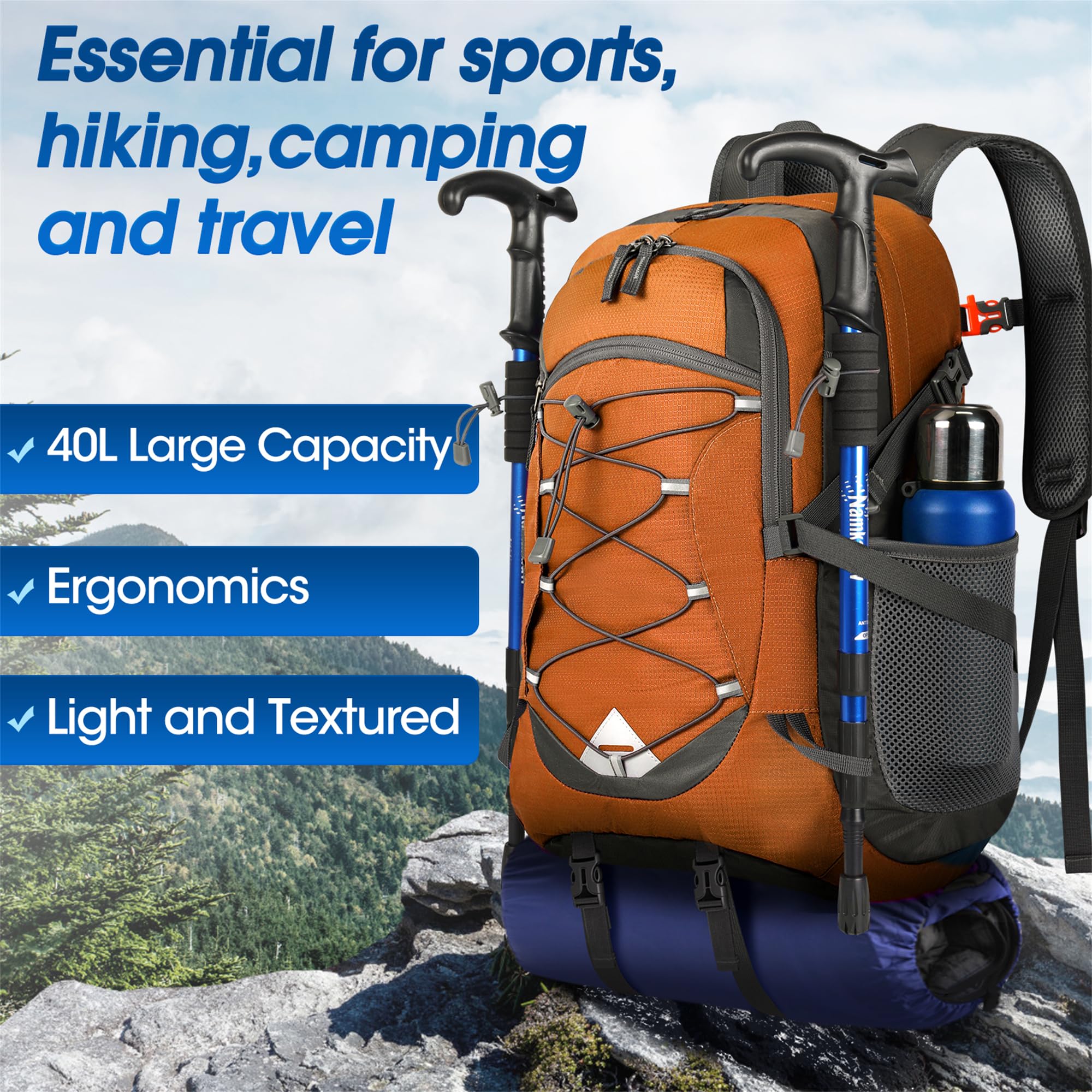 Foto 8 pulgar | Mochila De Senderismo Igolumon Ligera 40 L Impermeable Naranja - Venta Internacional.