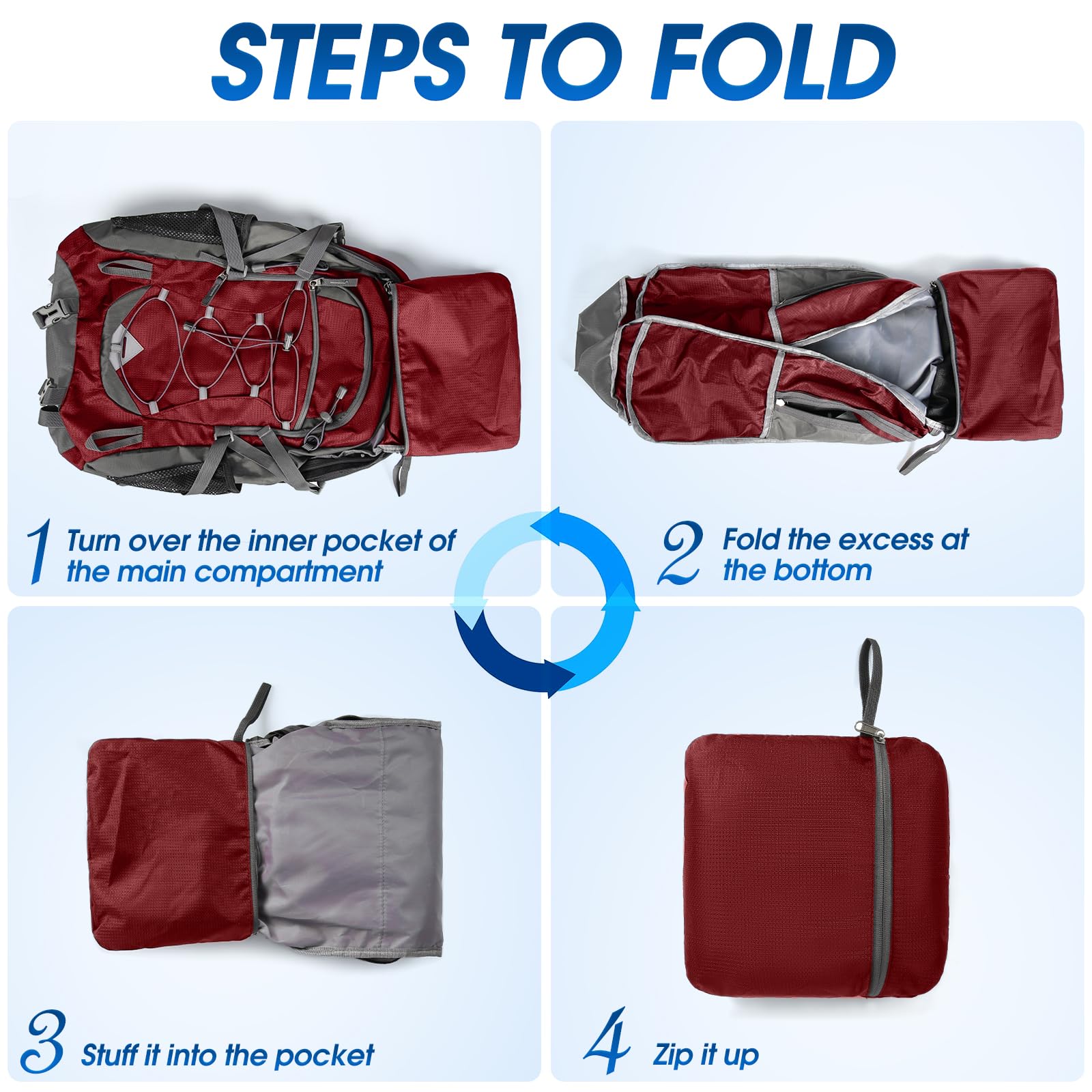 Foto 7 pulgar | Mochila Igolumon Ligera Plegable 40l Impermeable Roja - Venta Internacional.