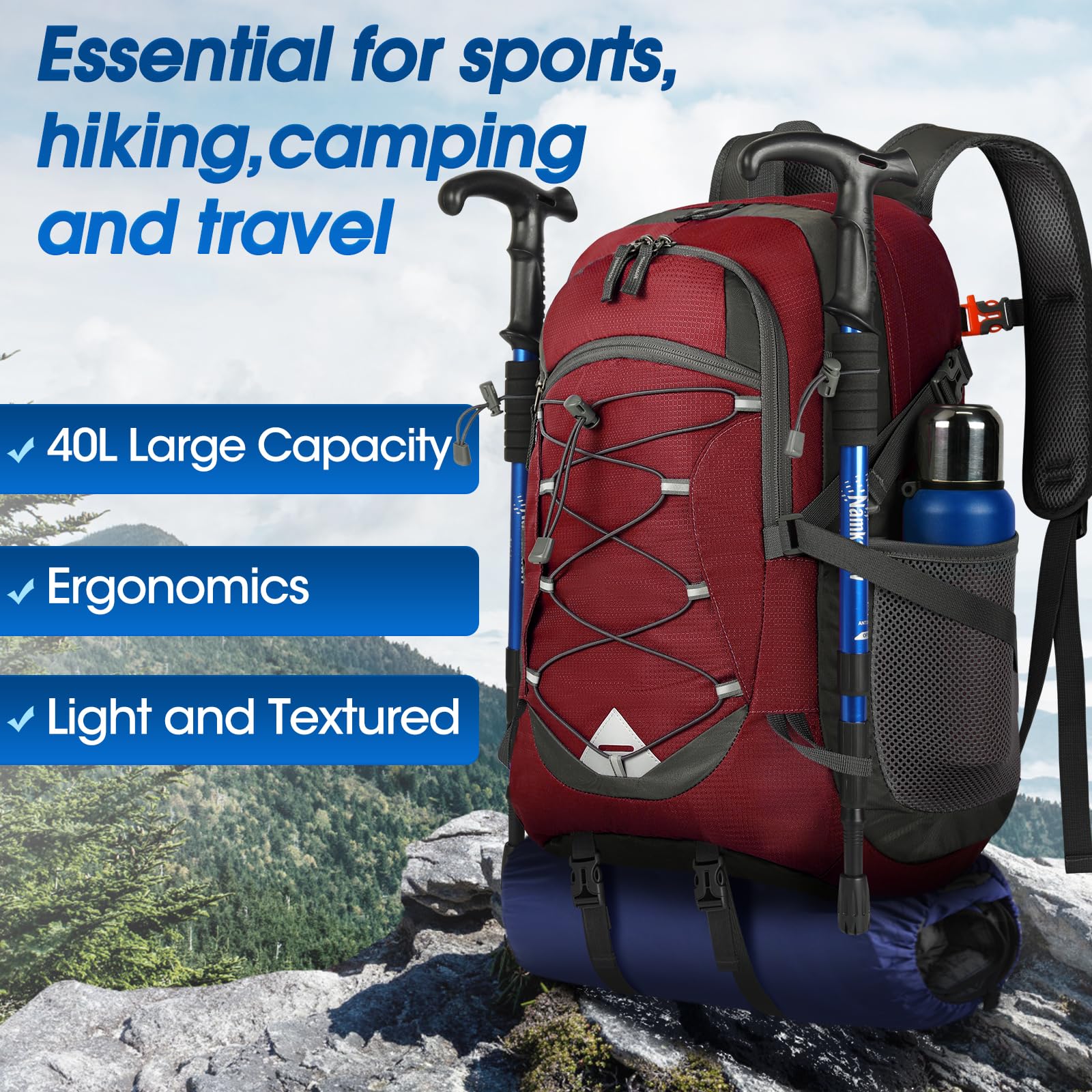 Foto 8 pulgar | Mochila Igolumon Ligera Plegable 40l Impermeable Roja - Venta Internacional.