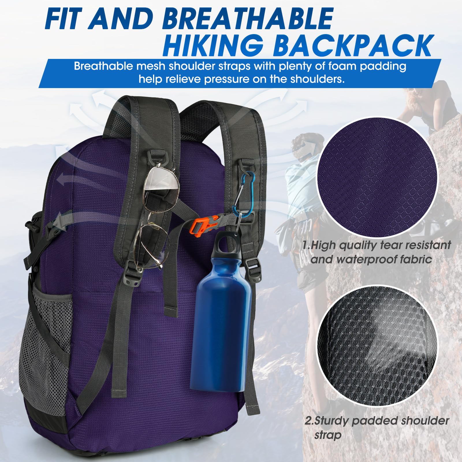Foto 5 pulgar | Mochila De Senderismo Igolumon, Ligera, 40 L, Impermeable, Color Morado - Venta Internacional.