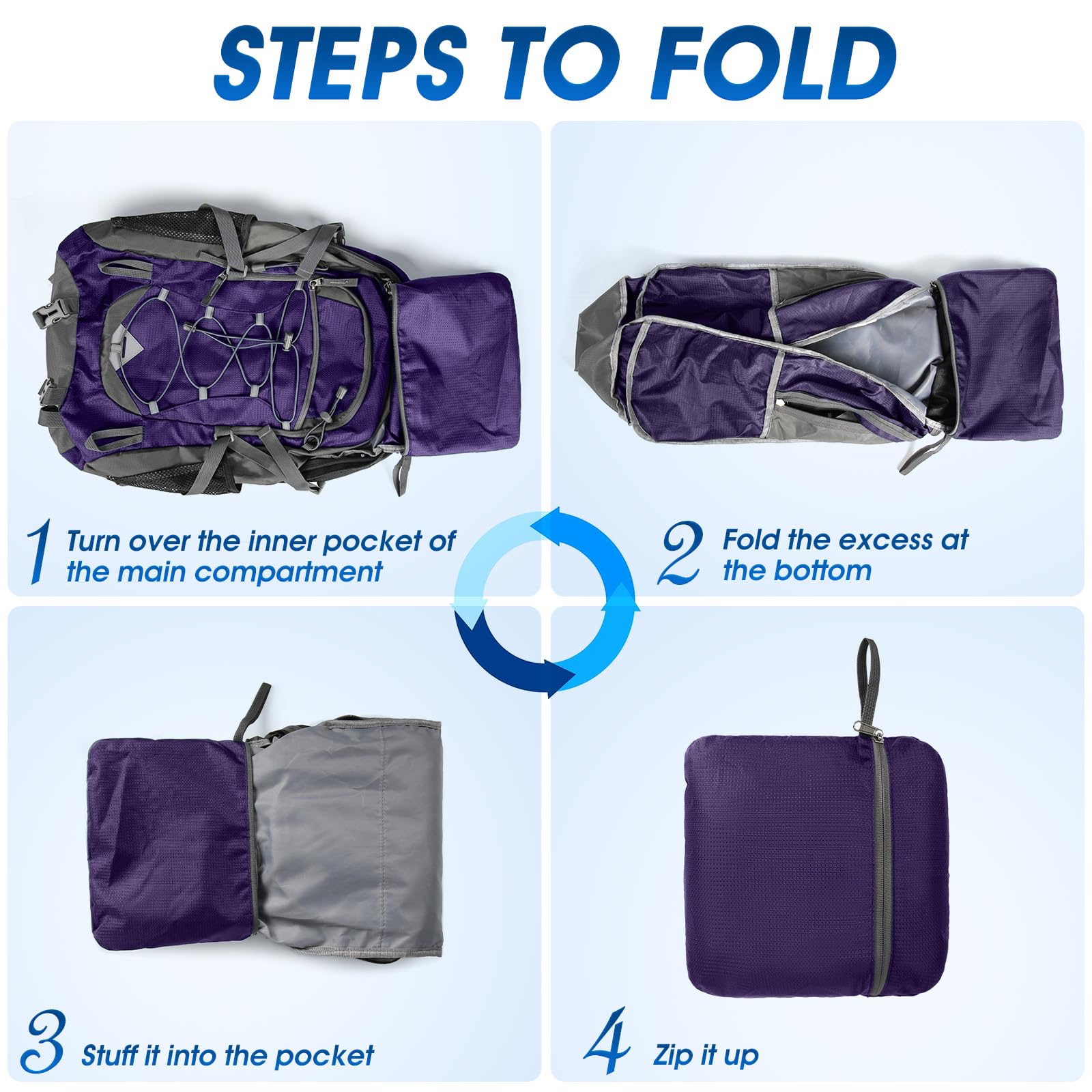 Foto 7 pulgar | Mochila De Senderismo Igolumon, Ligera, 40 L, Impermeable, Color Morado - Venta Internacional.