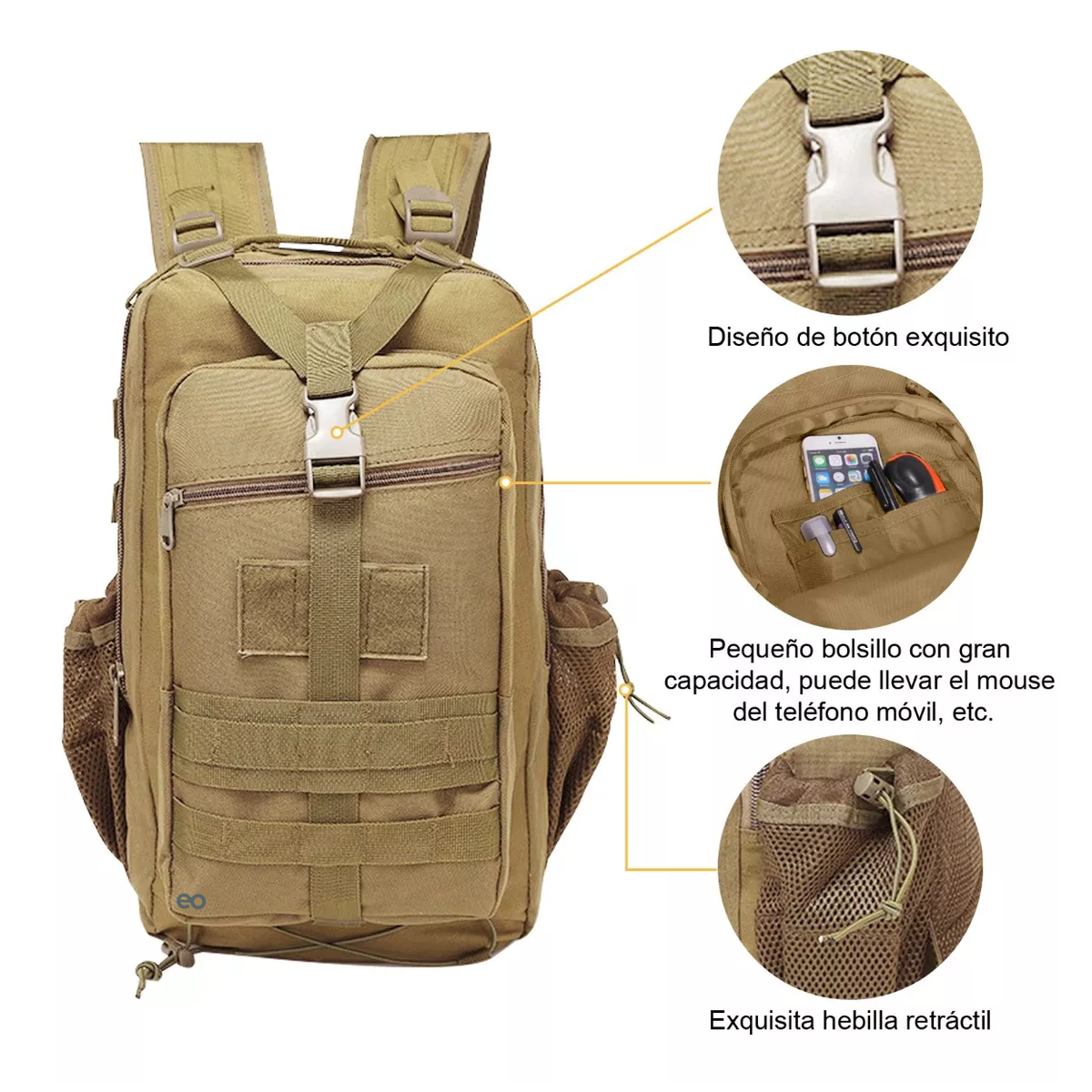 Foto 3 pulgar | Mochila Táctica Militar De Cámping Exterior Impermeable Eo Safe Imports Esi-13302-1 Beige