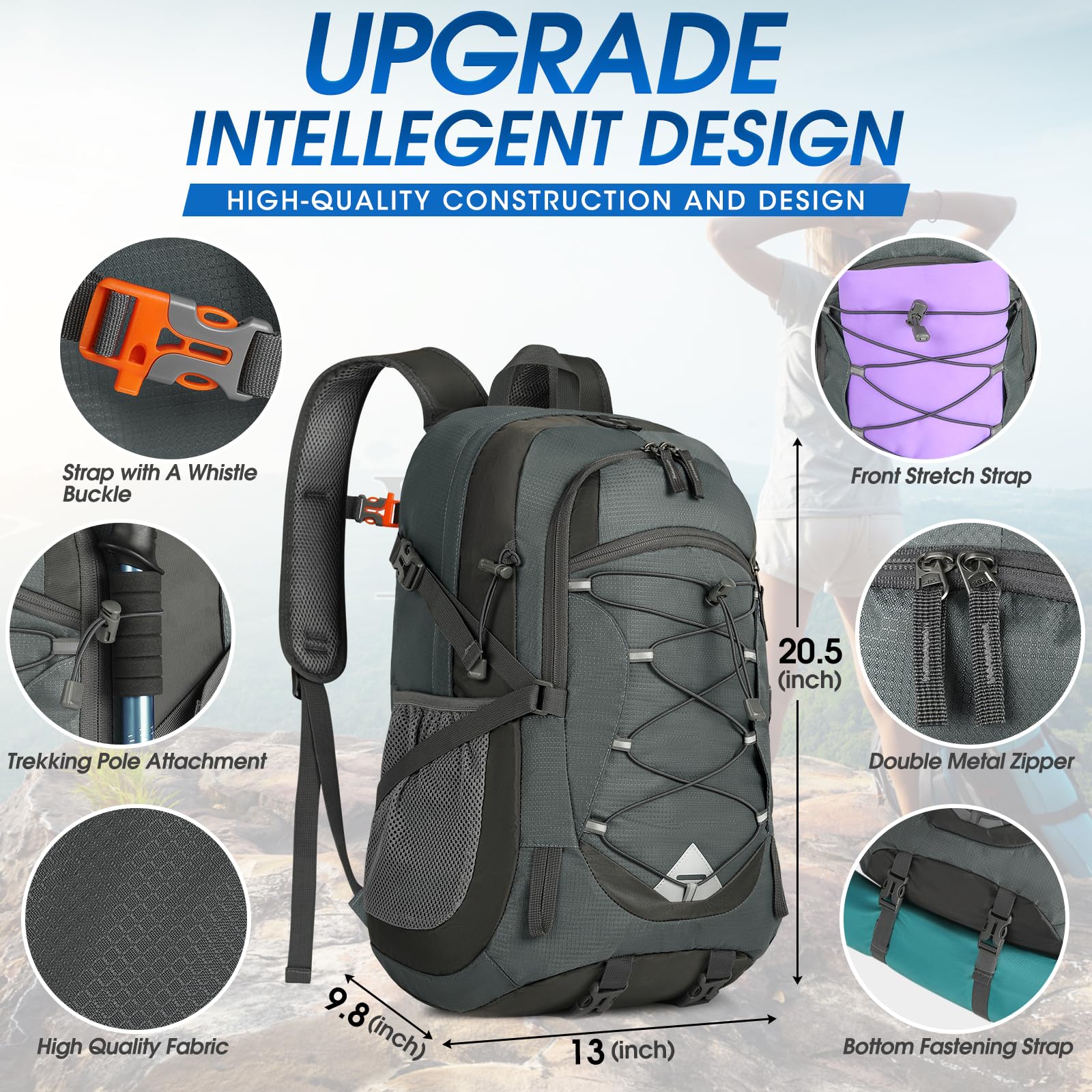 Foto 3 pulgar | Mochila De Senderismo Igolumon, Ligera, 40 L, Impermeable, Gris - Venta Internacional.