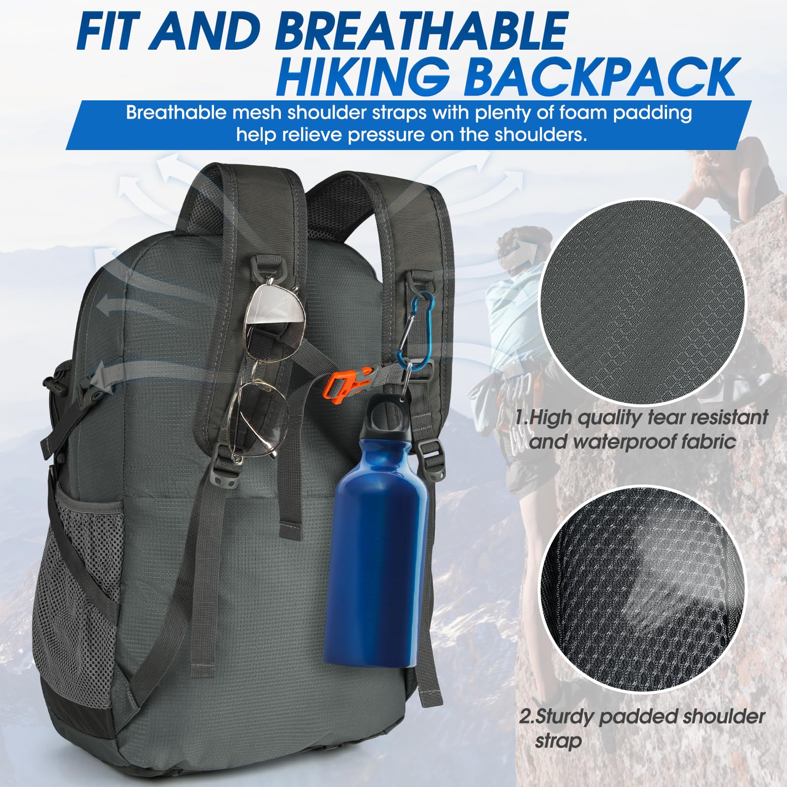 Foto 5 pulgar | Mochila De Senderismo Igolumon, Ligera, 40 L, Impermeable, Gris - Venta Internacional.