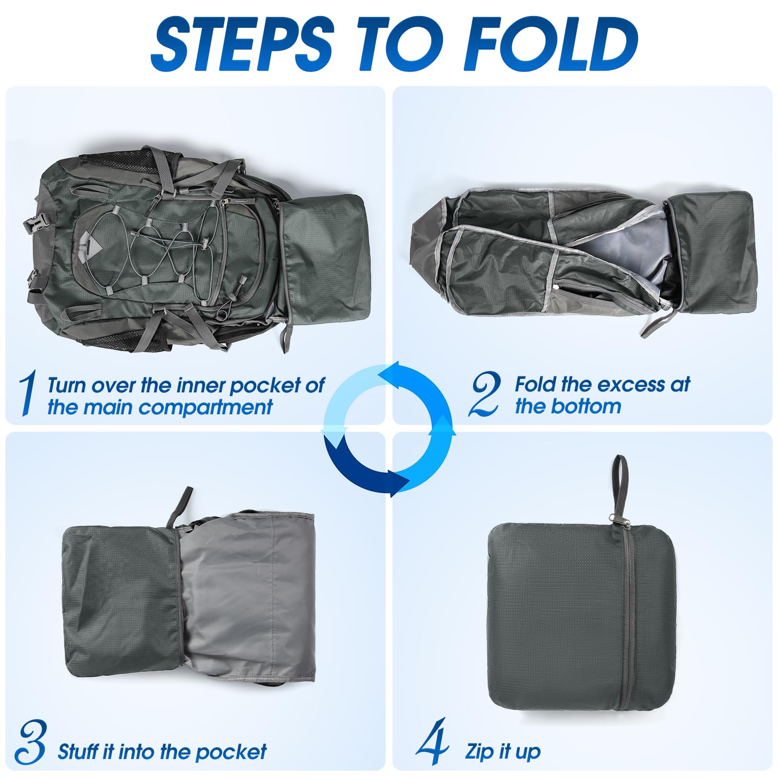 Foto 7 pulgar | Mochila De Senderismo Igolumon, Ligera, 40 L, Impermeable, Gris - Venta Internacional.