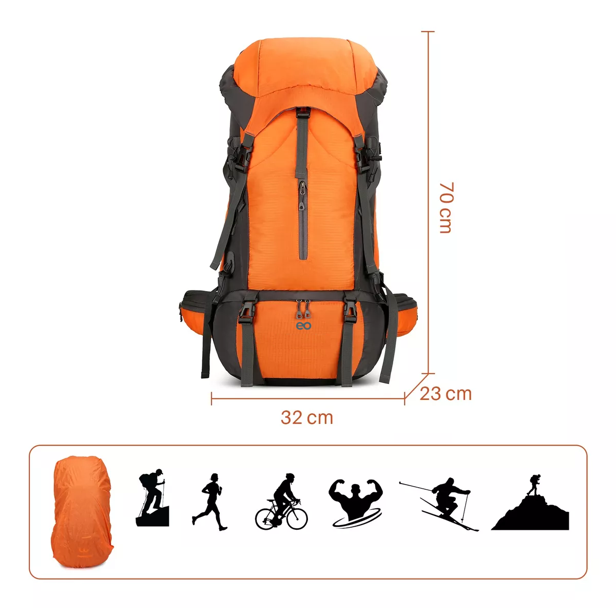Foto 2 | Mochila Táctica Impermeable Alta Capacidad Eo Safe Imports Esi-18223-1 Naranja