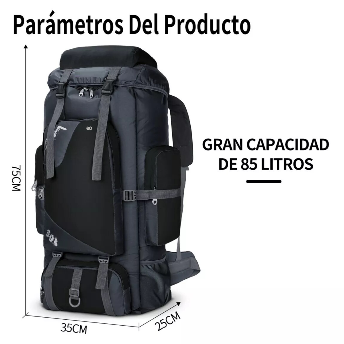 Foto 3 pulgar | Mochila De Senderismo Impermeable Mochila Táctica Eo Safe Imports Esi-10487 Negro