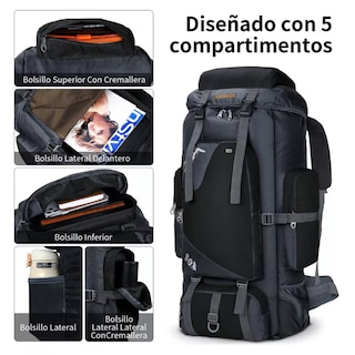 Foto 3 | Mochila De Senderismo Impermeable Mochila Táctica Eo Safe Imports Esi-10487 Negro