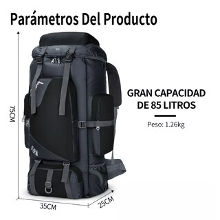 Foto 2 | Mochila De Senderismo Impermeable 85l Eo Safe Imports Esi-14794-1 Negro